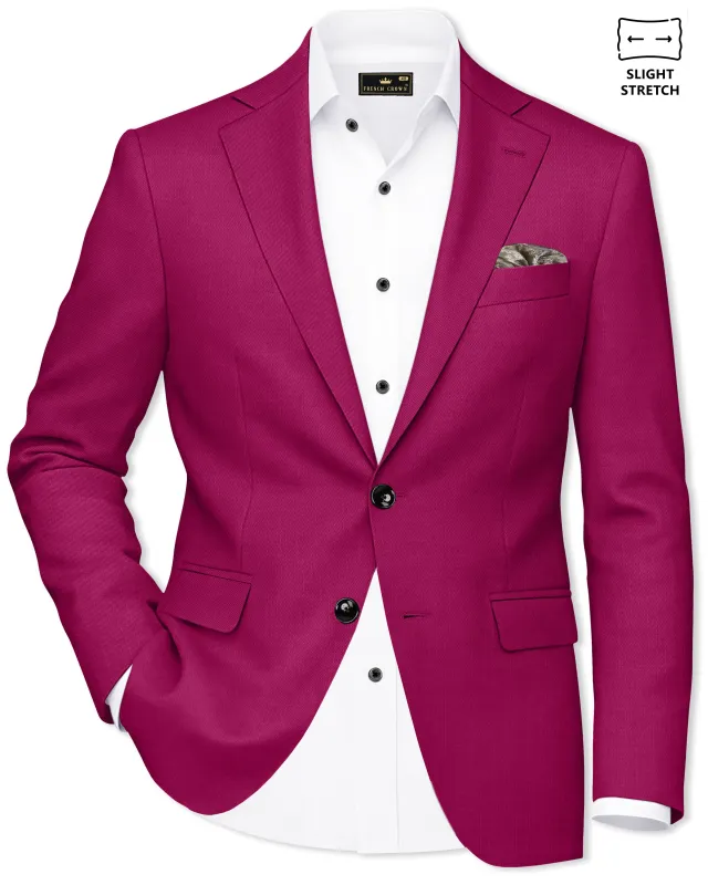 Orchid-Mulberry Pink Wool Rich Slight Stretch Single Breasted Blazer made by French Crown