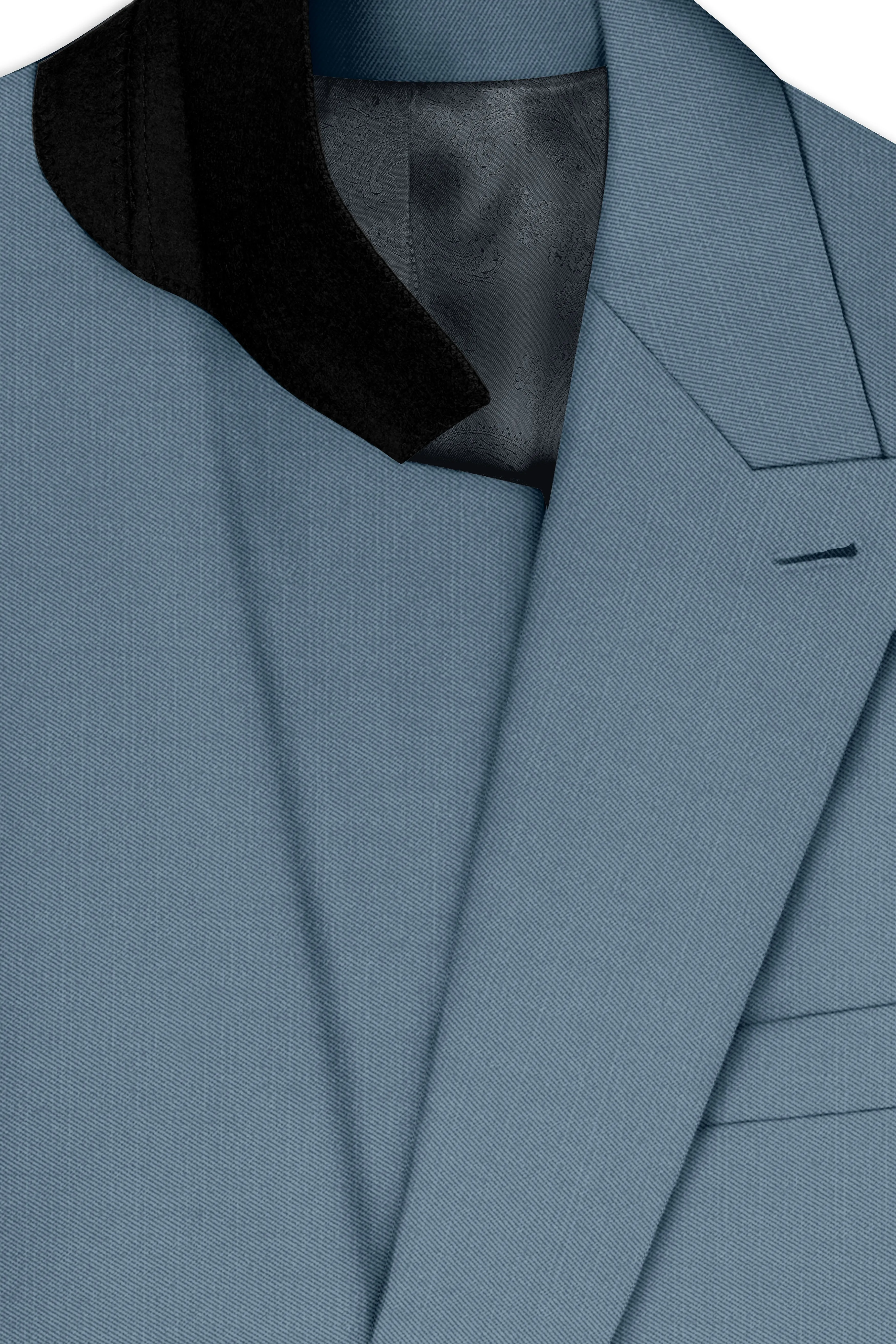 Sapphire-Fiord Blue Wool Rich Slight Stretch Double Breasted Blazer sold by French Crown product image thumbnail 4