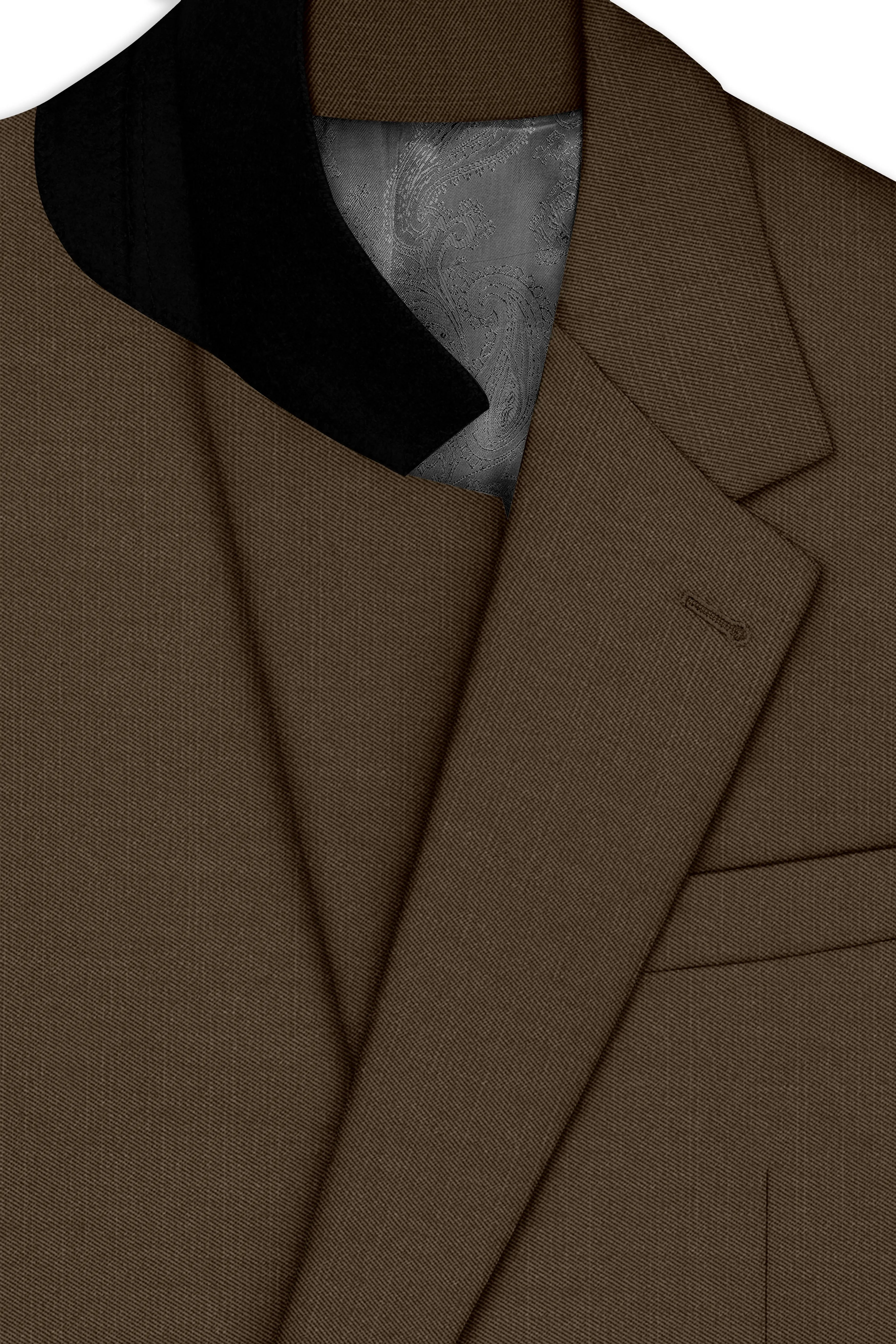Terrano-Mocha Brown Wool Rich Slight Stretch Single Breasted Blazer sold by French Crown product image thumbnail 4