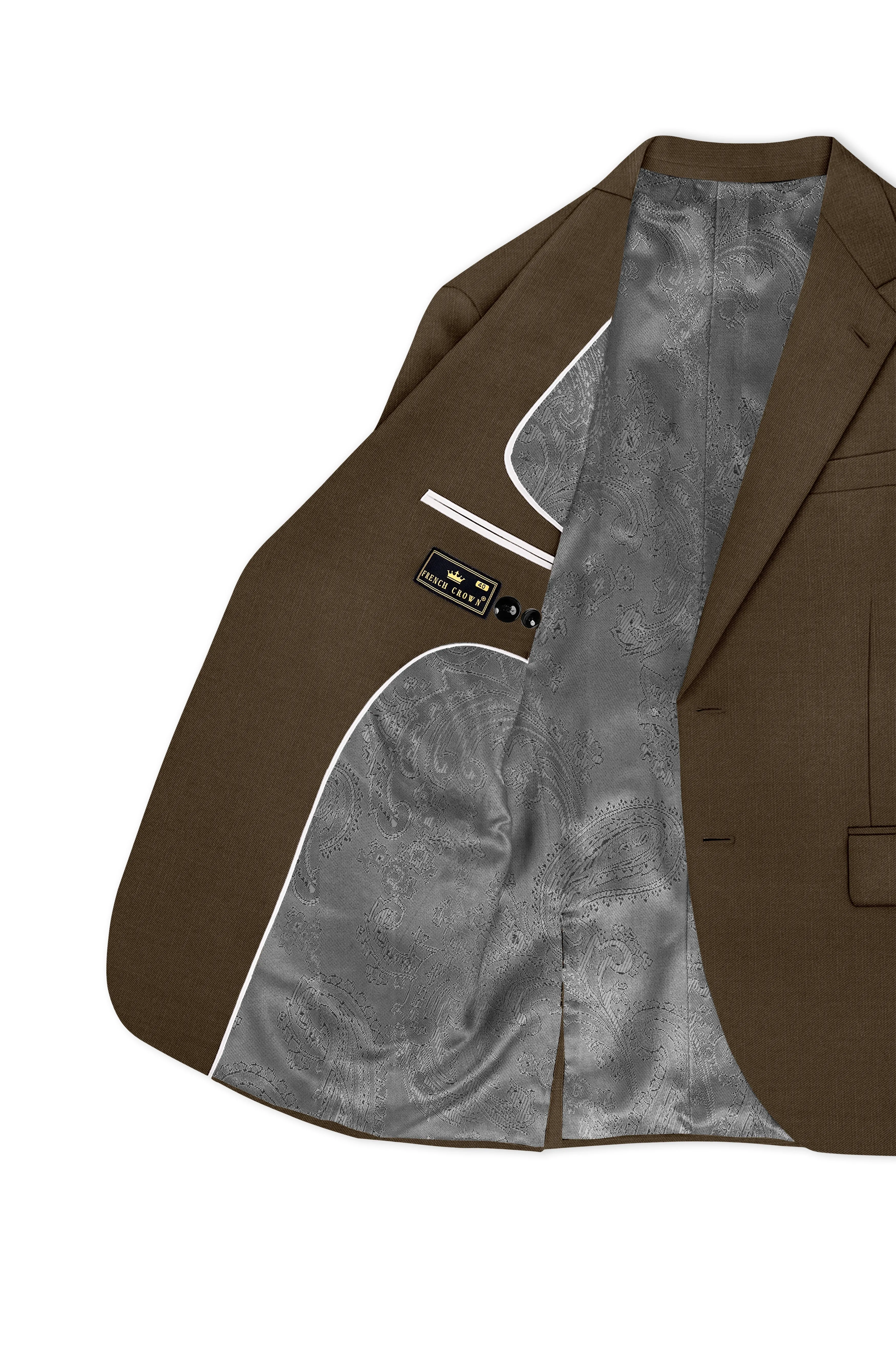 Terrano-Mocha Brown Wool Rich Slight Stretch Single Breasted Blazer sold by French Crown product image thumbnail 5