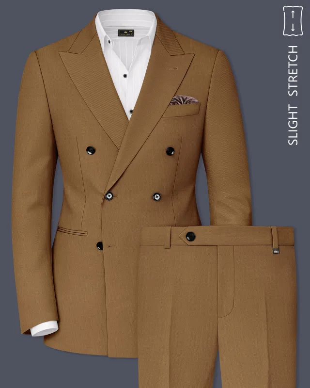 Sapphire-Potters Brown Wool Rich Slight Stretch Double Breasted Suit made by French Crown