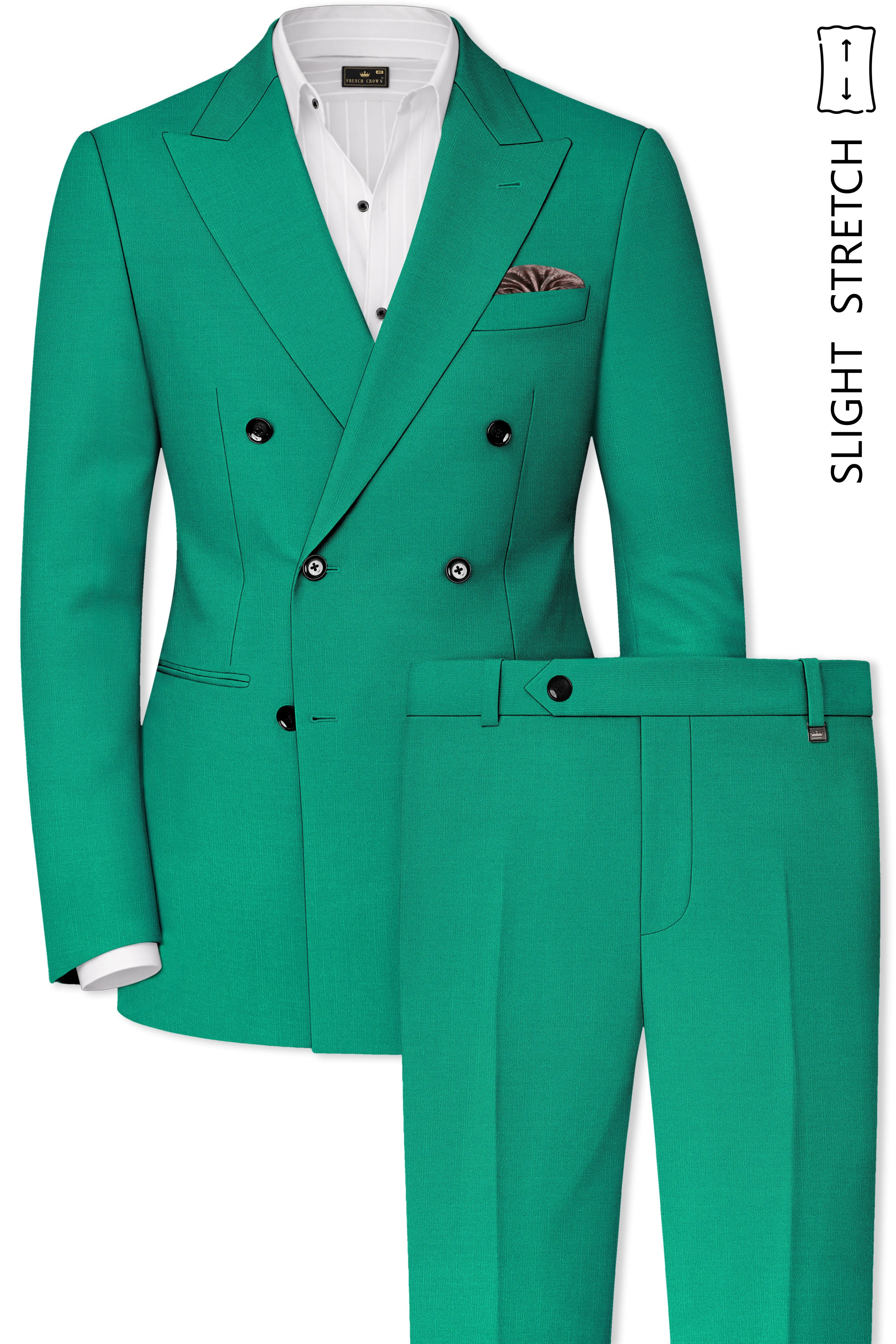 Emerald-Tropical Green Wool Rich Slight Stretch Double Breasted Suit sold by French Crown product image thumbnail 2
