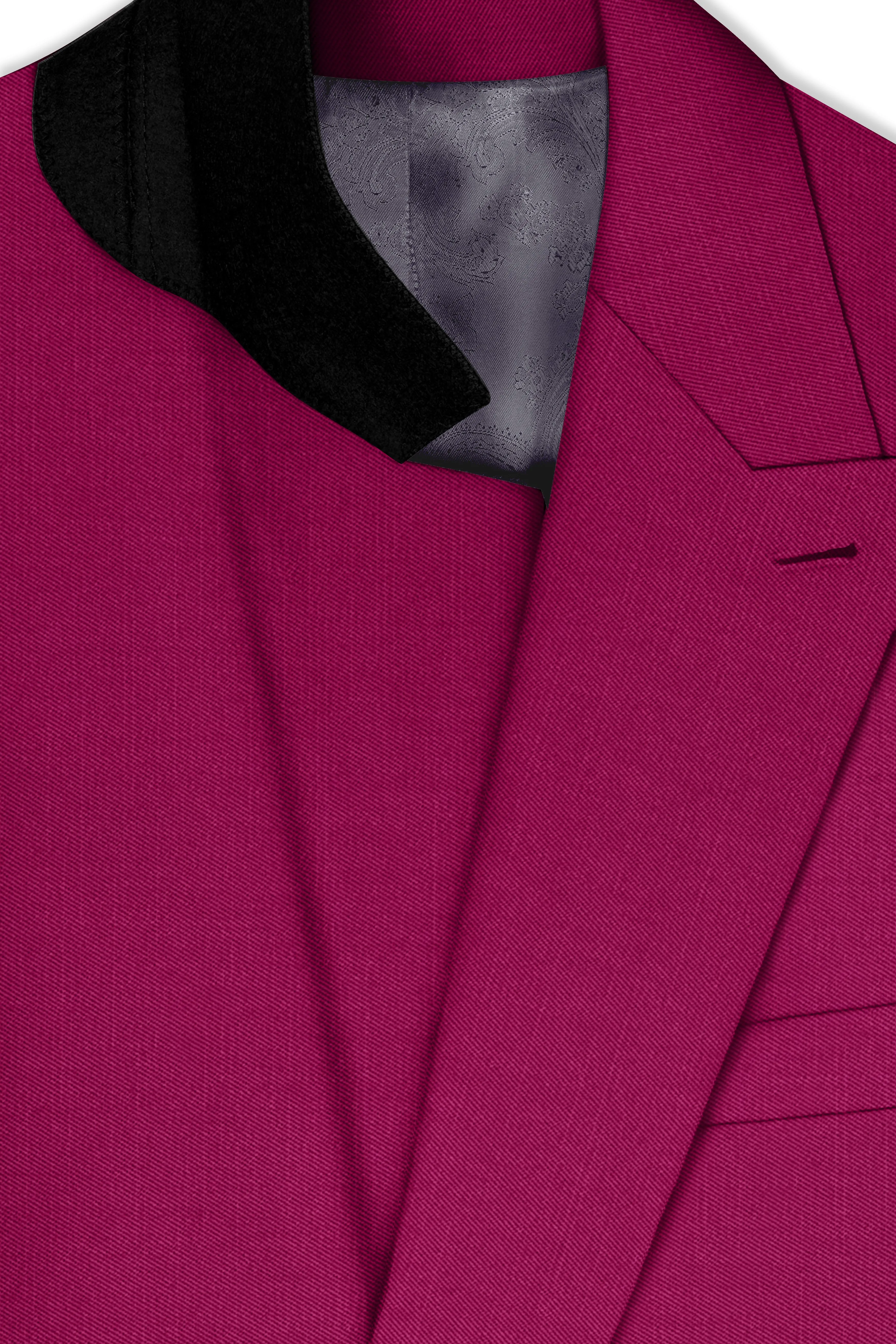Orchid-Mulberry Pink Wool Rich Slight Stretch Double Breasted Suit sold by French Crown product image thumbnail 5