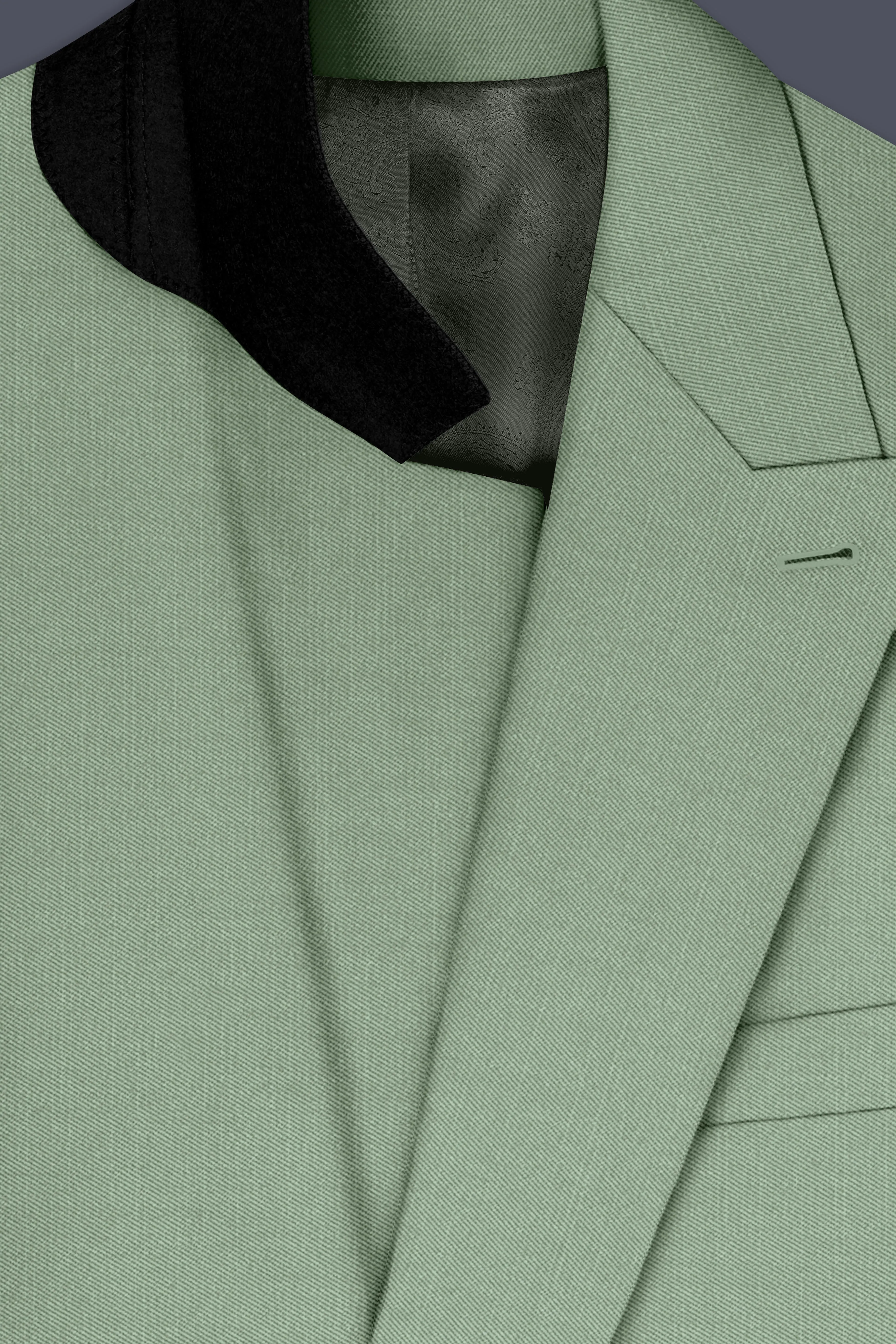 Basil-Spanish Green Wool Rich Slight Stretch Double Breasted Suit sold by French Crown product image thumbnail 5