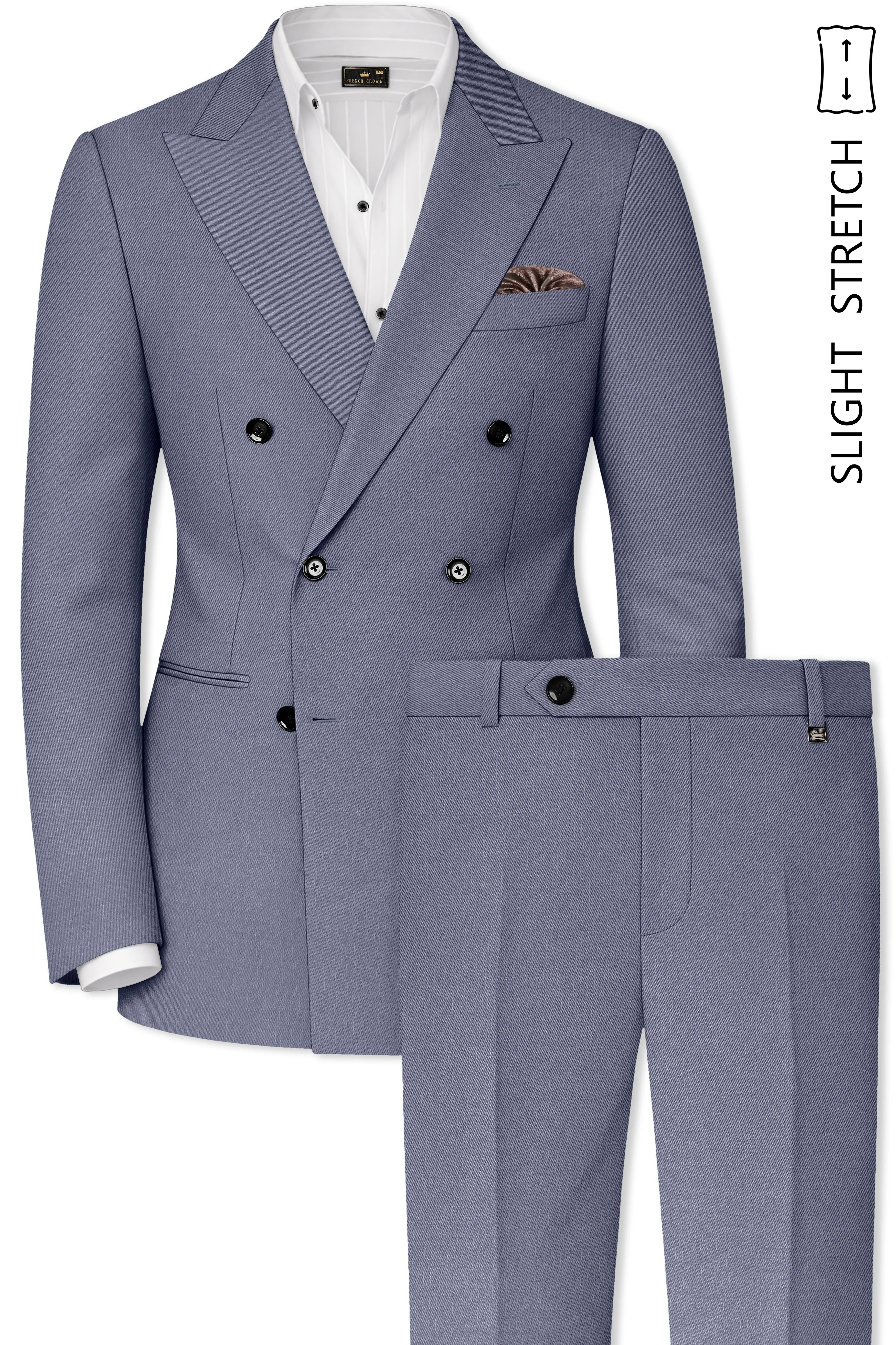 Grisoro-Storm Gray Wool Rich Slight Stretch Double Breasted Suit sold by French Crown product image thumbnail 2
