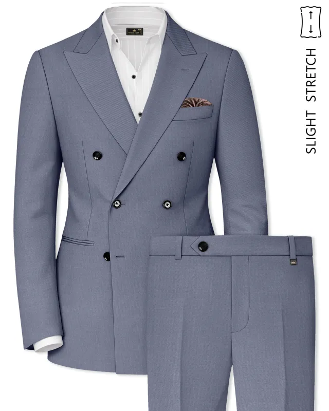 Grisoro-Storm Gray Wool Rich Slight Stretch Double Breasted Suit made by French Crown