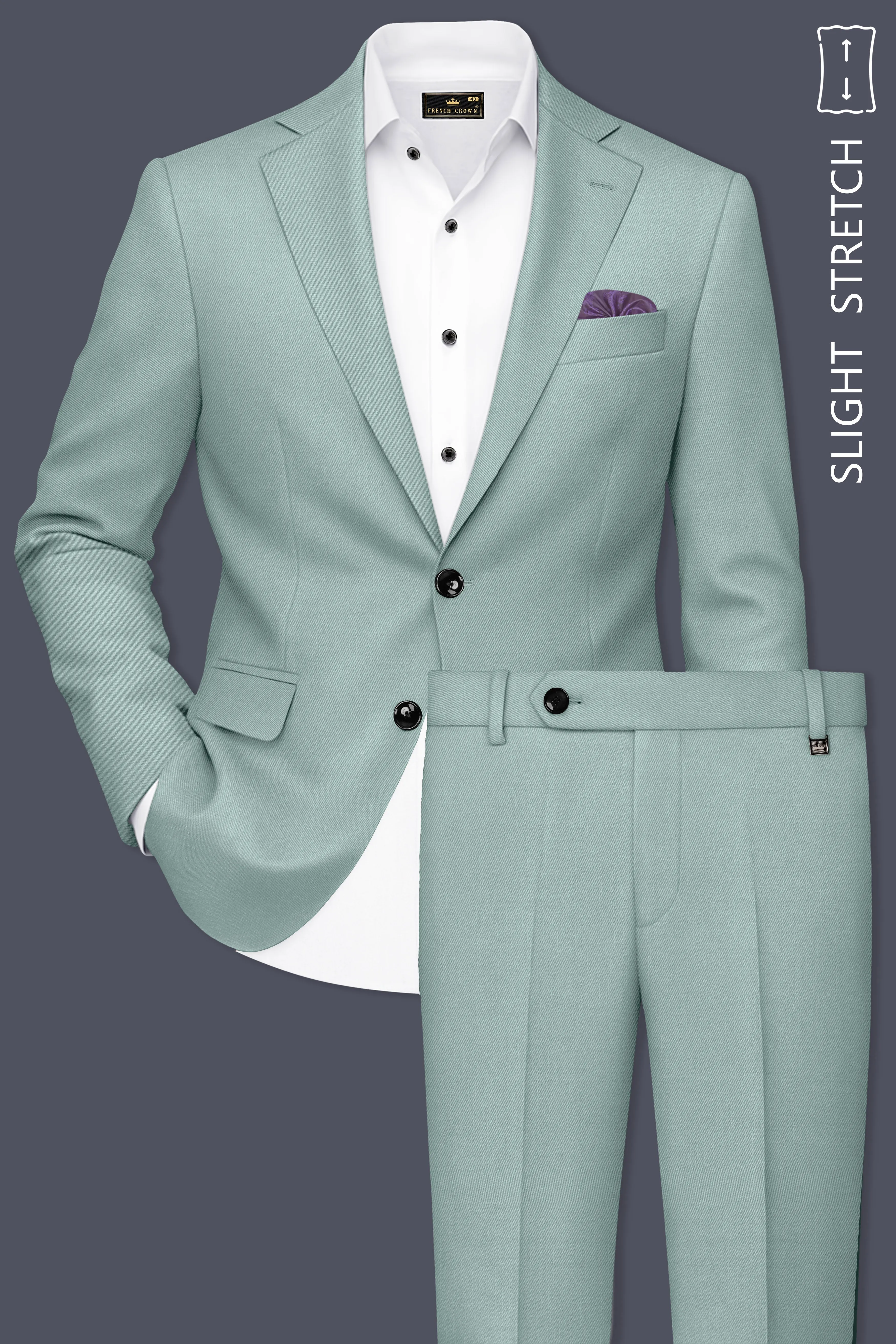 Tropic-Cadet Green Wool Rich Slight Stretch Single Breasted Suit sold by French Crown product image thumbnail 2