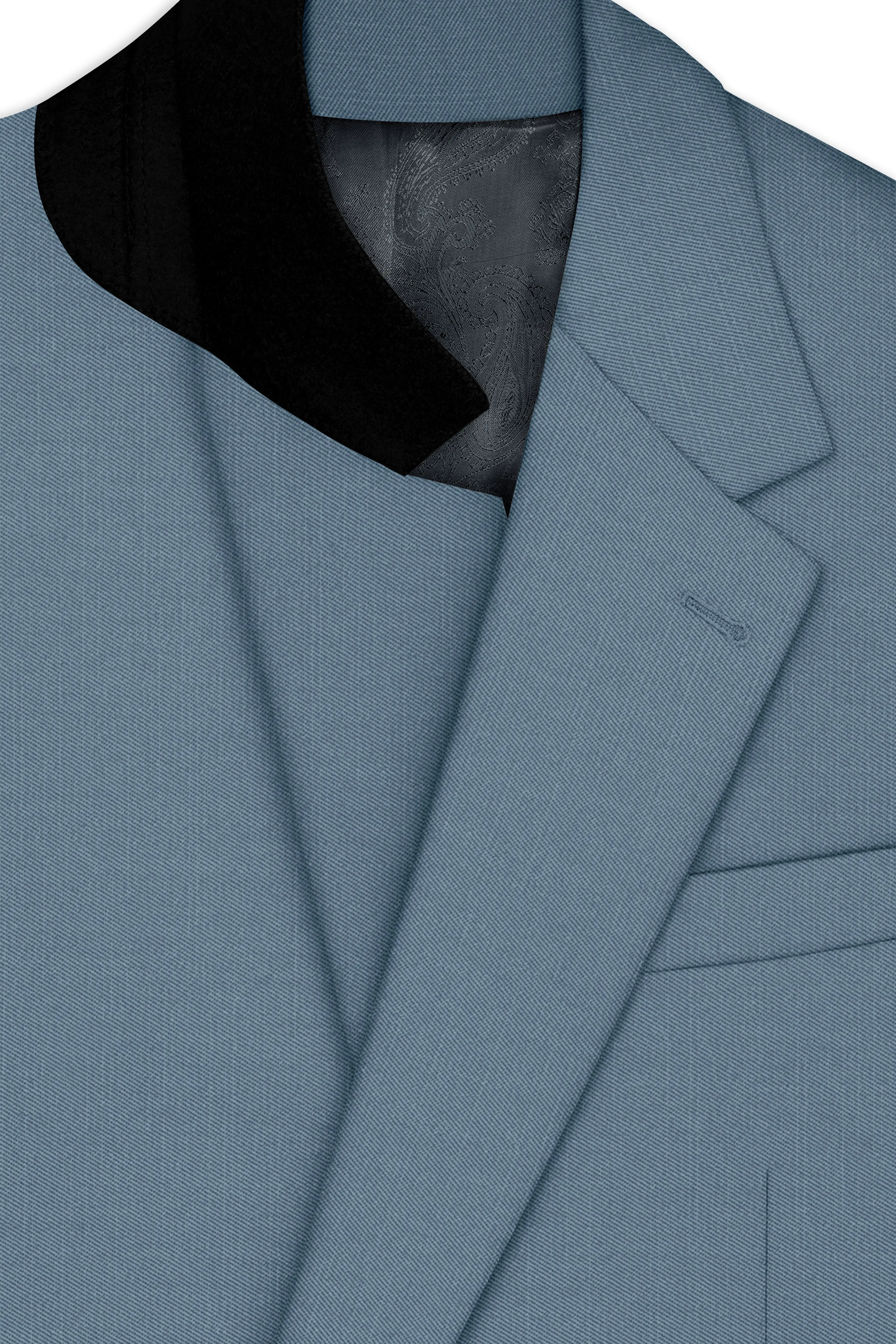 Sapphire-Fiord Blue Wool Rich Slight Stretch Single Breasted Suit sold by French Crown product image thumbnail 5