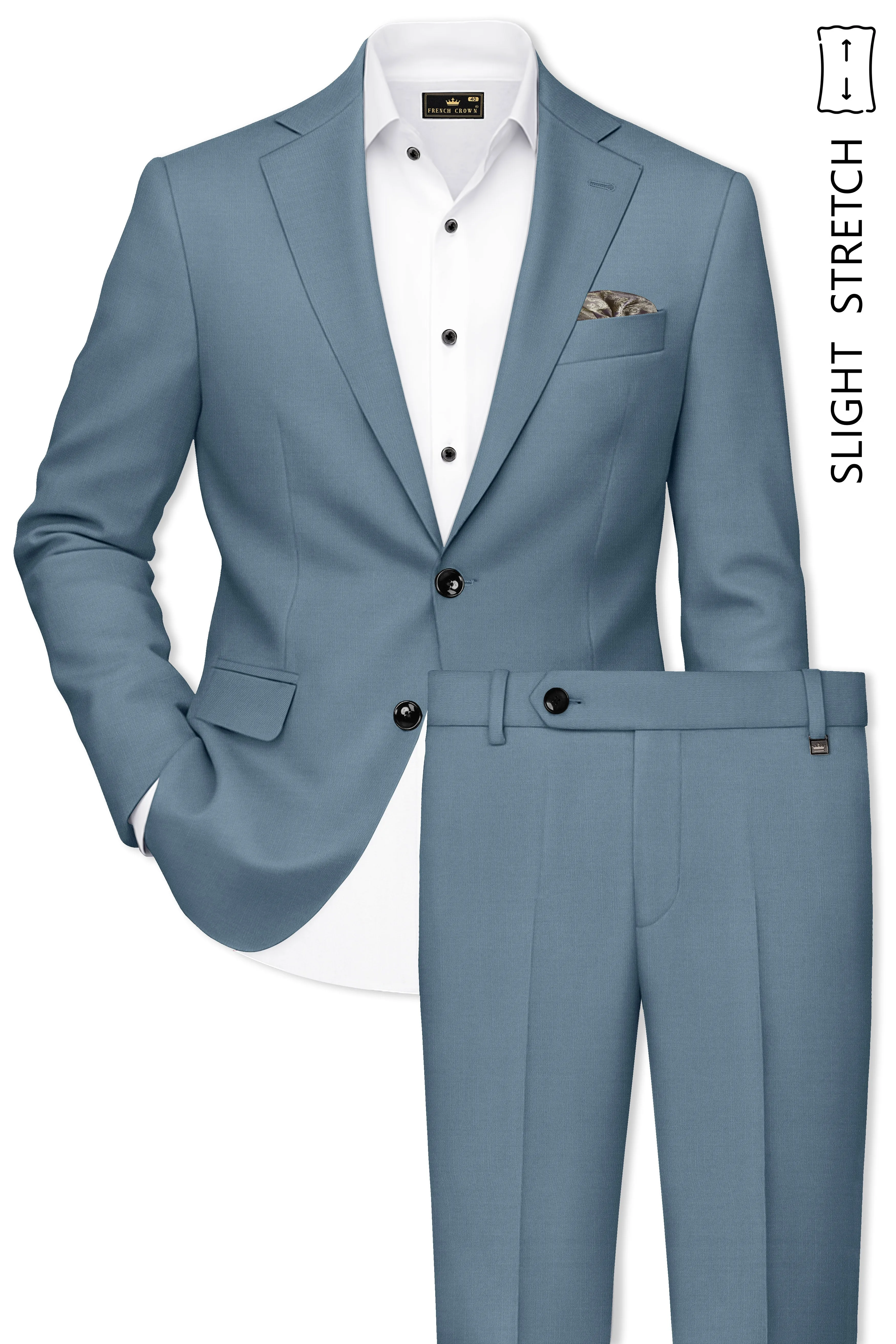 Sapphire-Fiord Blue Wool Rich Slight Stretch Single Breasted Suit sold by French Crown product image thumbnail 2