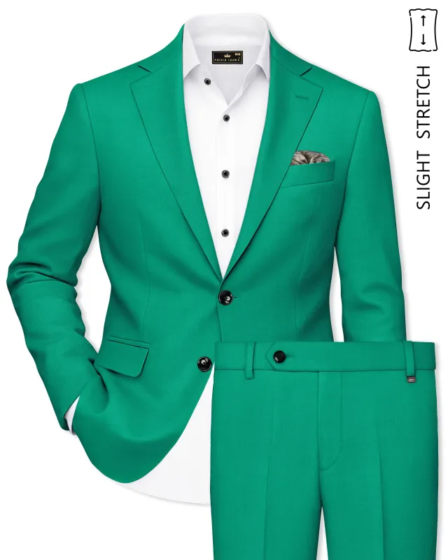 Emerald-Tropical Green Wool Rich Slight Stretch Single Breasted Suit made by French Crown