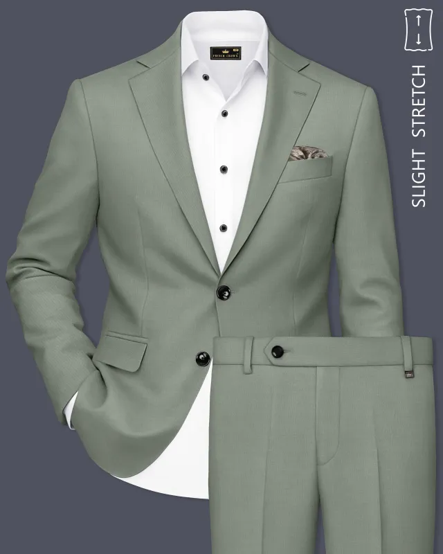 Sage-Smokey Green Wool Rich Slight Stretch Single Breasted Suit made by French Crown