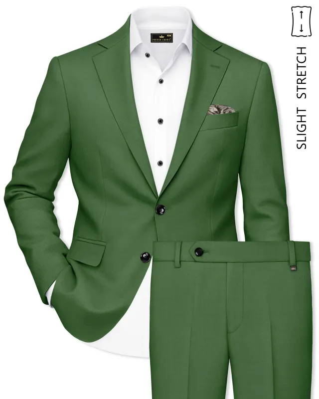 Viridian-Forest Green Wool Rich Slight Stretch Single Breasted Suit made by French Crown