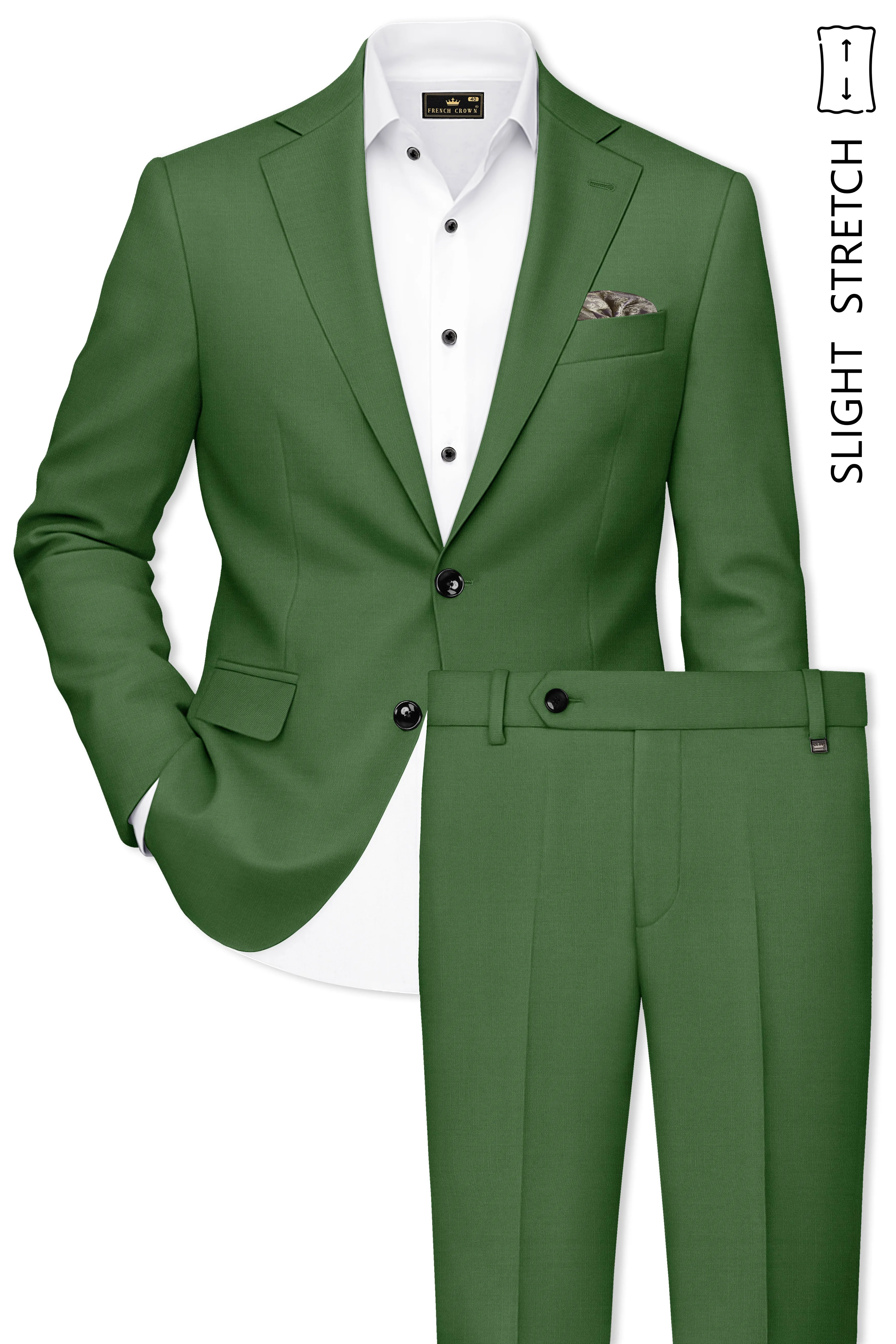 Viridian-Forest Green Wool Rich Slight Stretch Single Breasted Suit sold by French Crown product image thumbnail 2