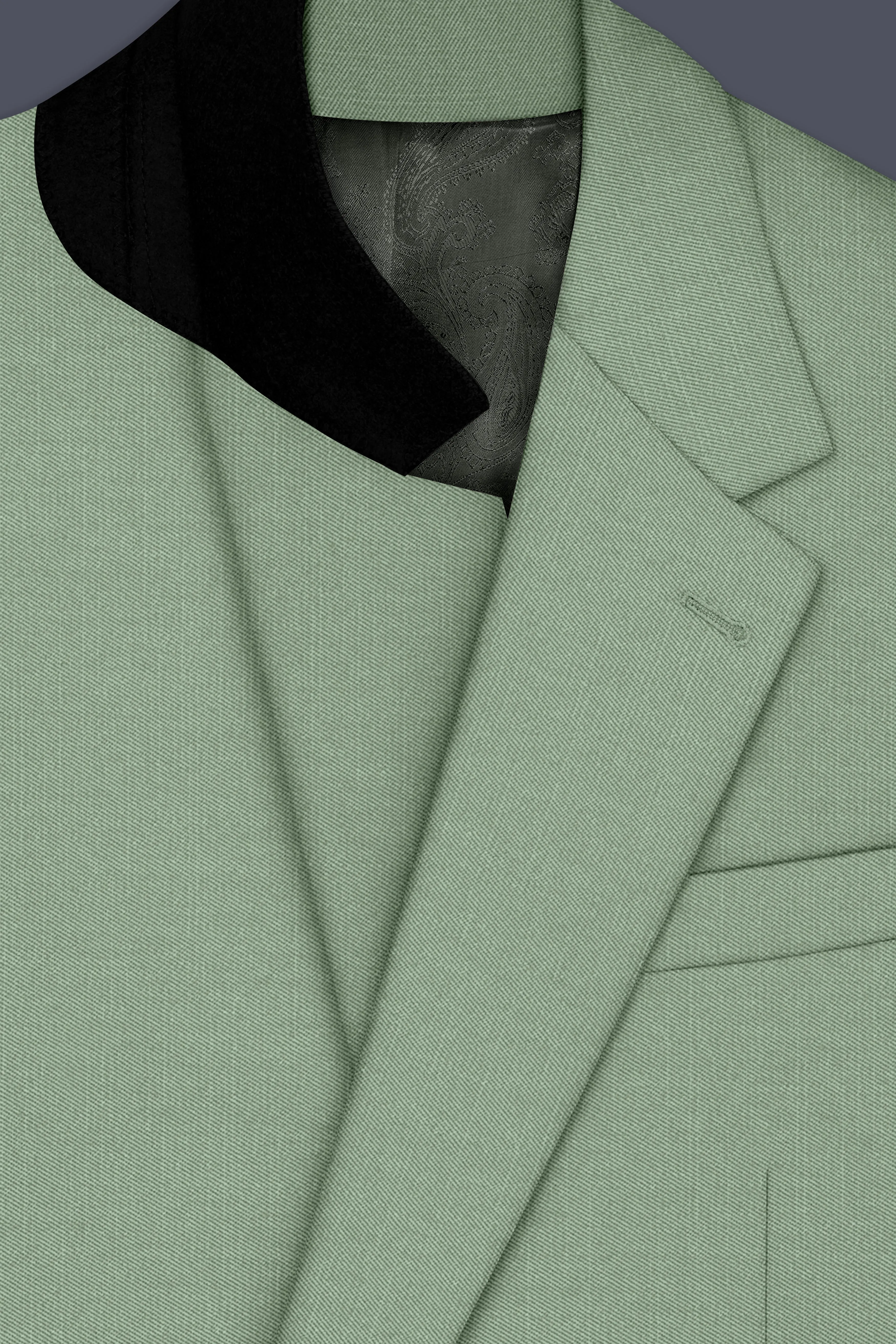 Basil-Spanish Green Wool Rich Slight Stretch Single Breasted Suit sold by French Crown product image thumbnail 5