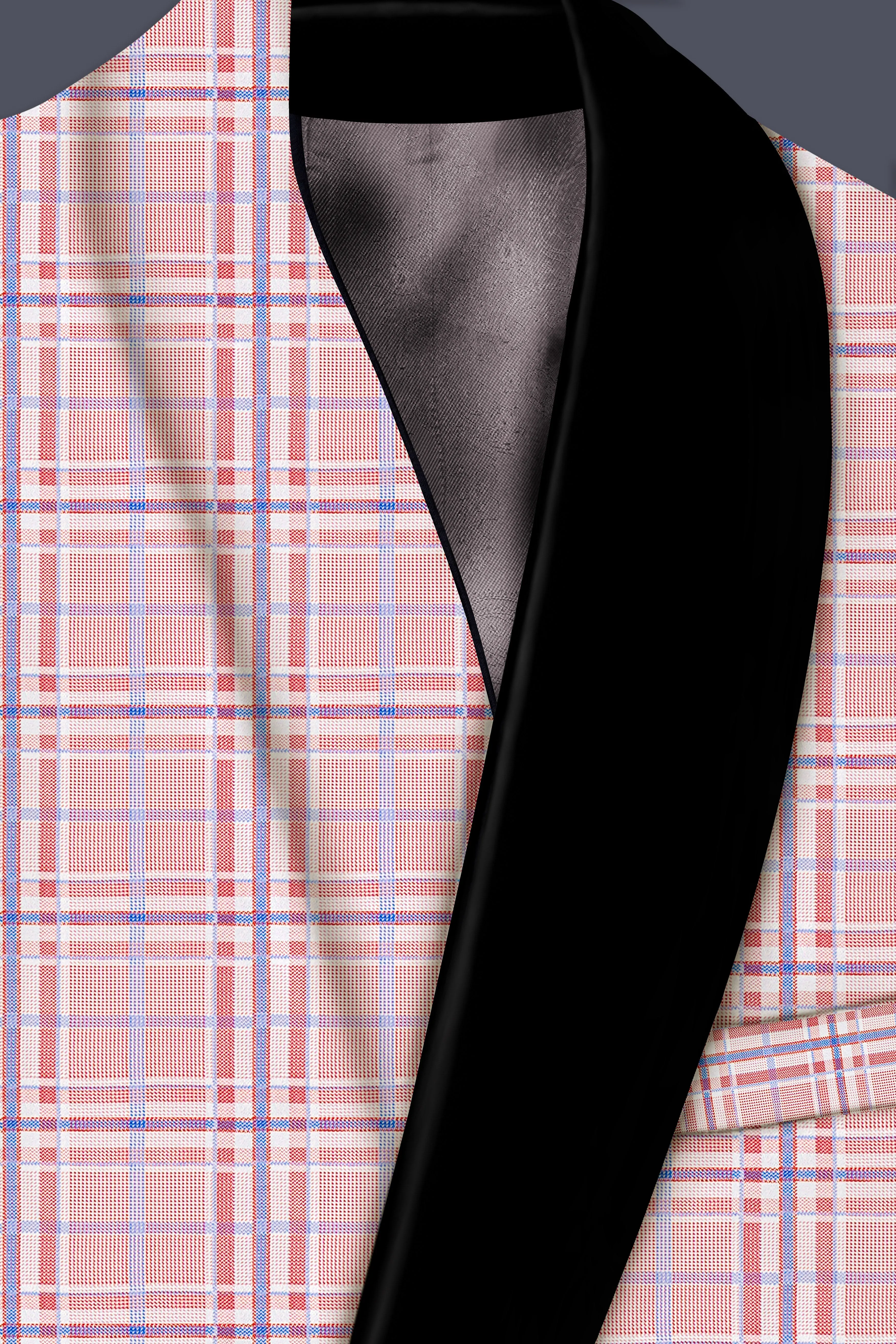 Velour-Turkish Rose Pink And Wild Blue Plaid Wool Rich Tuxedo Suit sold by French Crown product image thumbnail 5