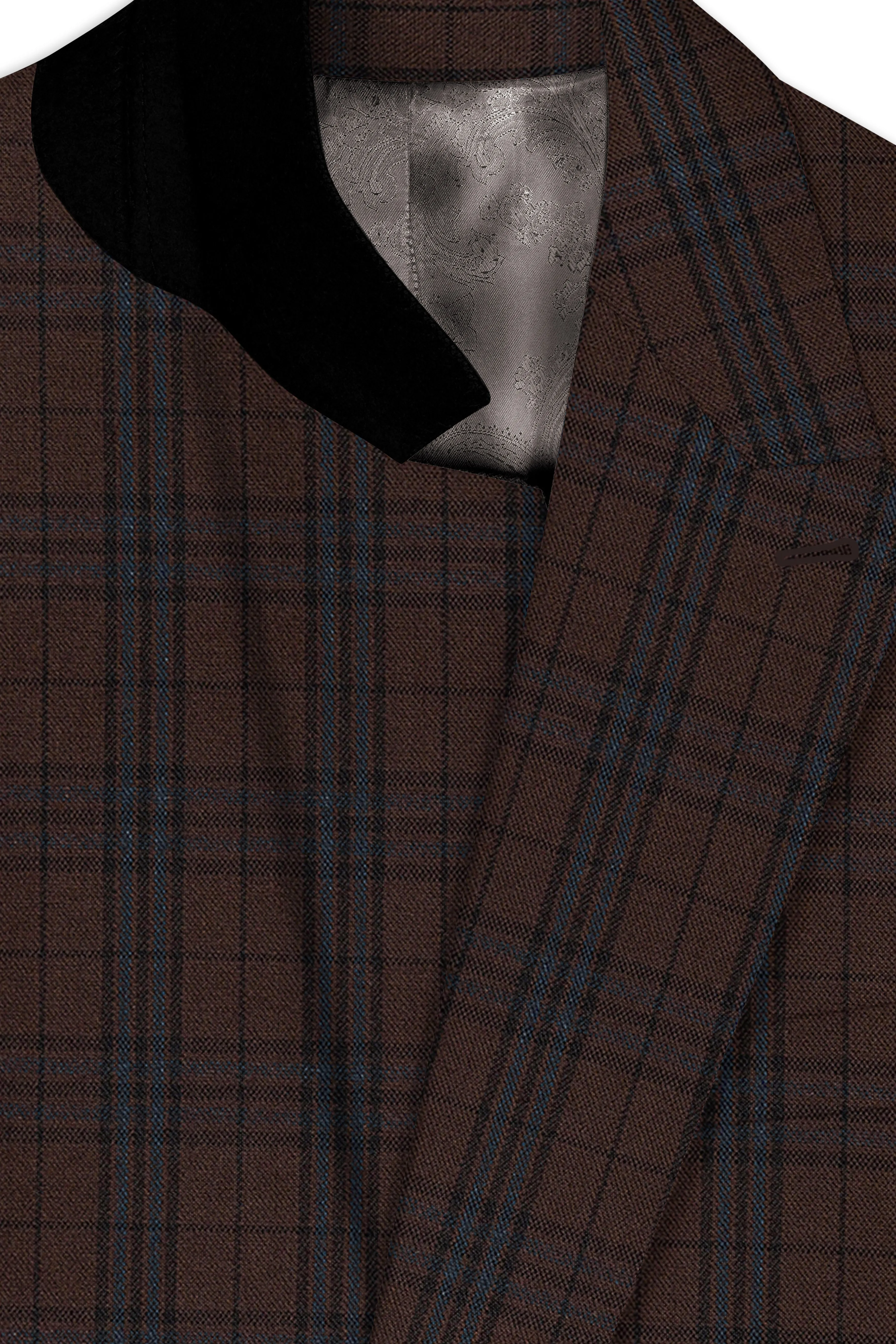 Cedar-Gingerbread Brown Plaid Wool blend Double Brested Suit sold by French Crown product image thumbnail 5