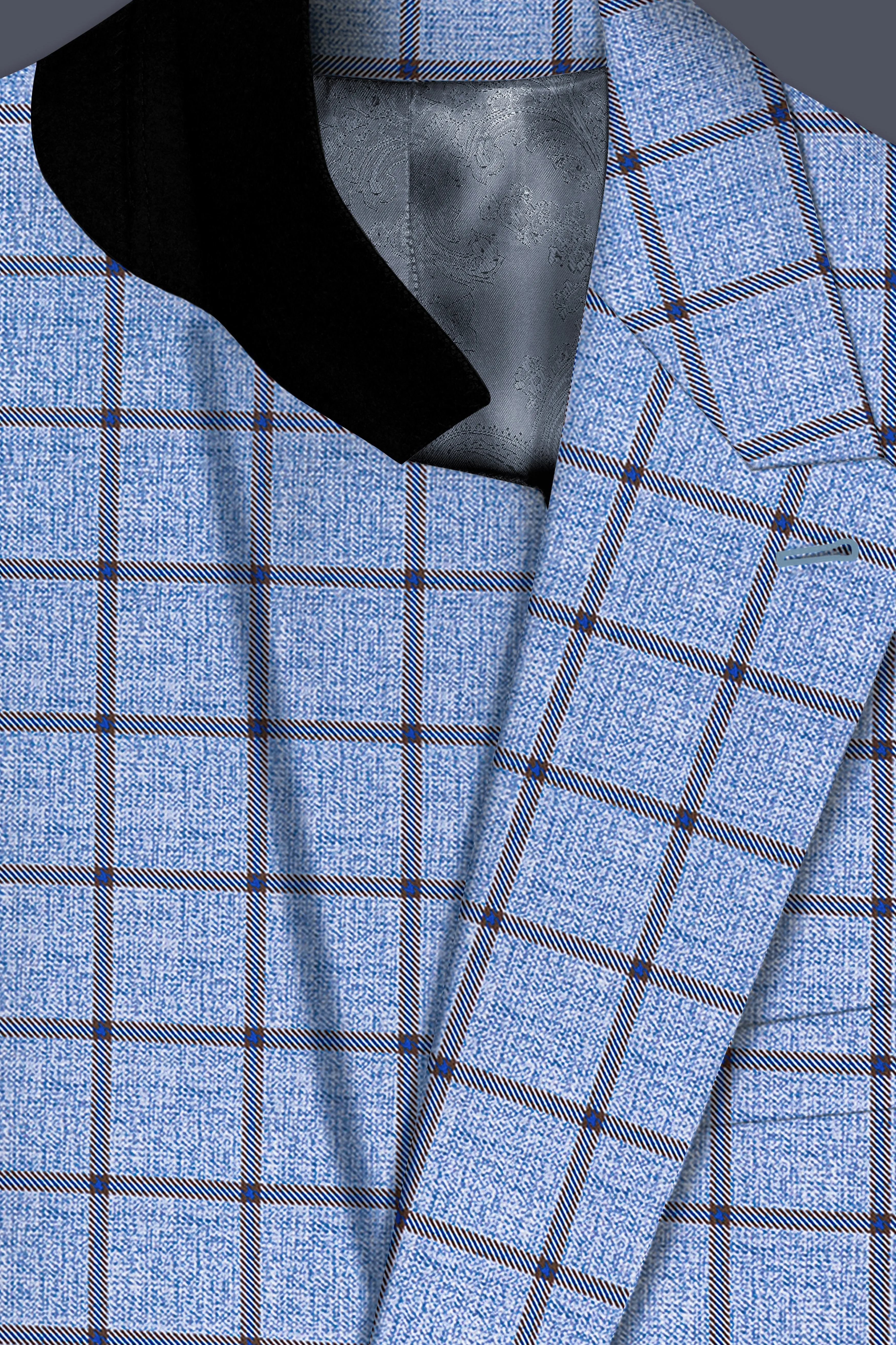 Mistrel-Spun Pearl Blue Windows Wool Rich Double Breasted Suit sold by French Crown product image thumbnail 5
