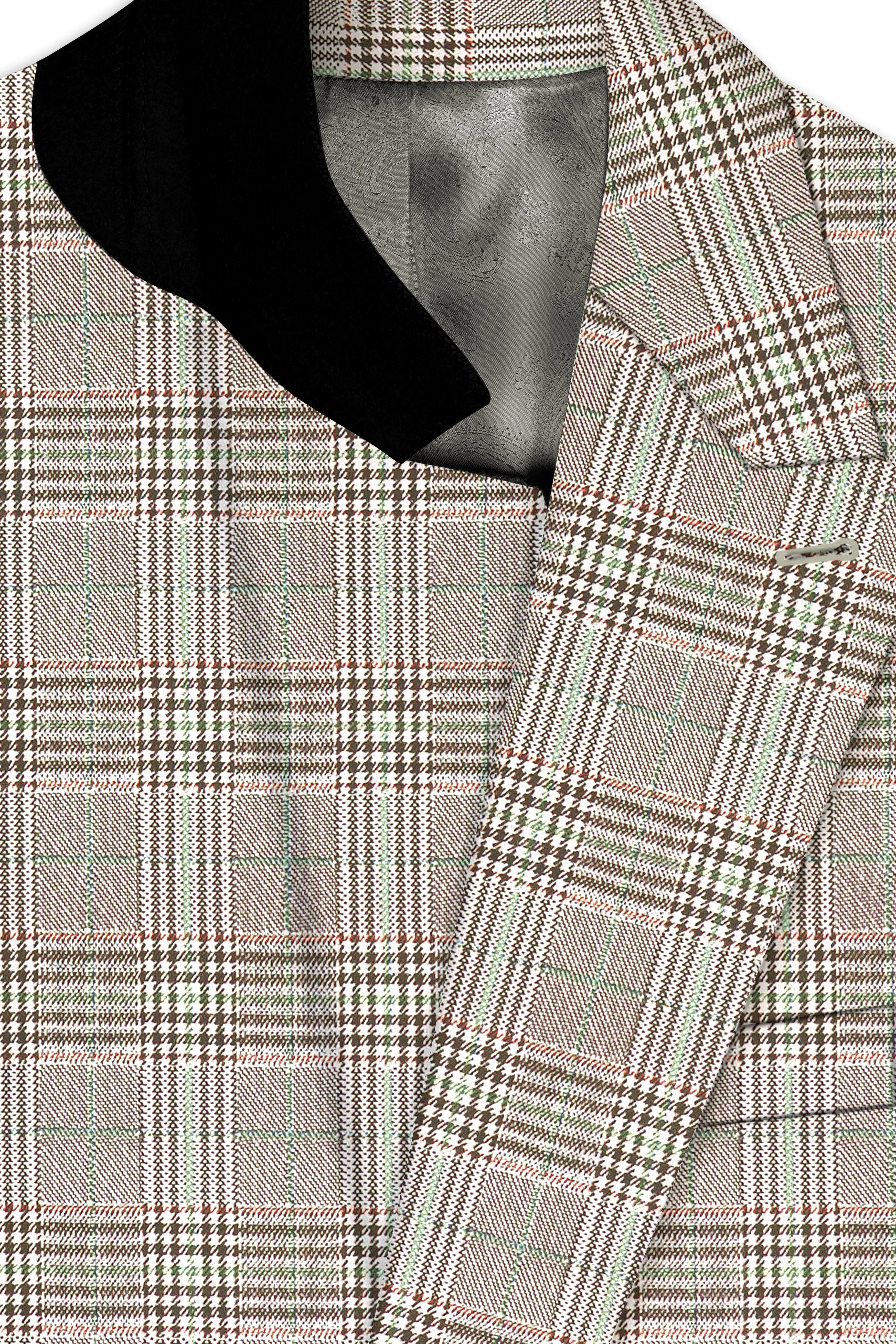 Truffle-Cafe Noir Brown Plaid Wool Rich Double Breasted Suit sold by French Crown product image thumbnail 5