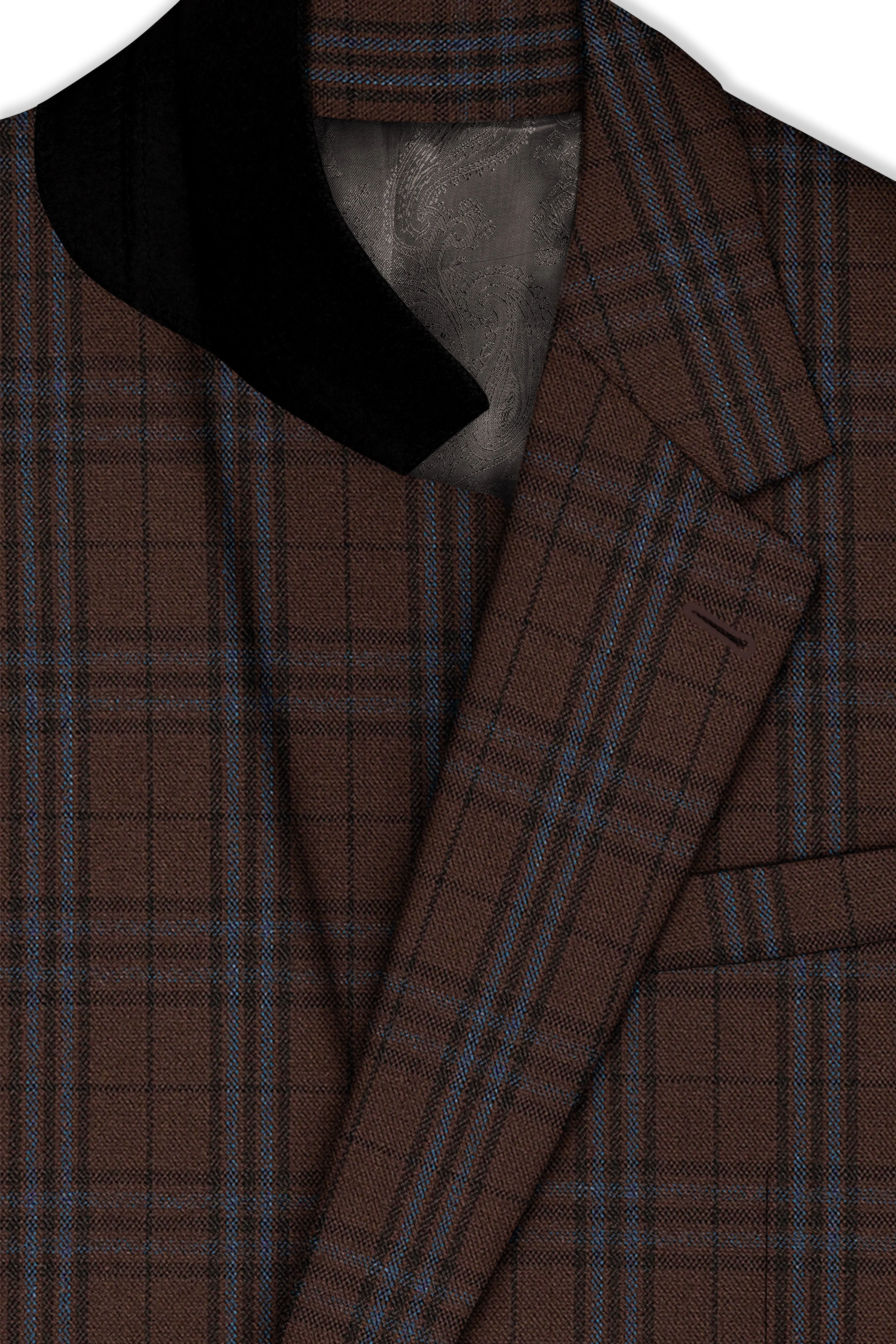 Cedar-Gingerbread Brown Plaid Wool Rich Single Breasted Suit sold by French Crown product image thumbnail 5