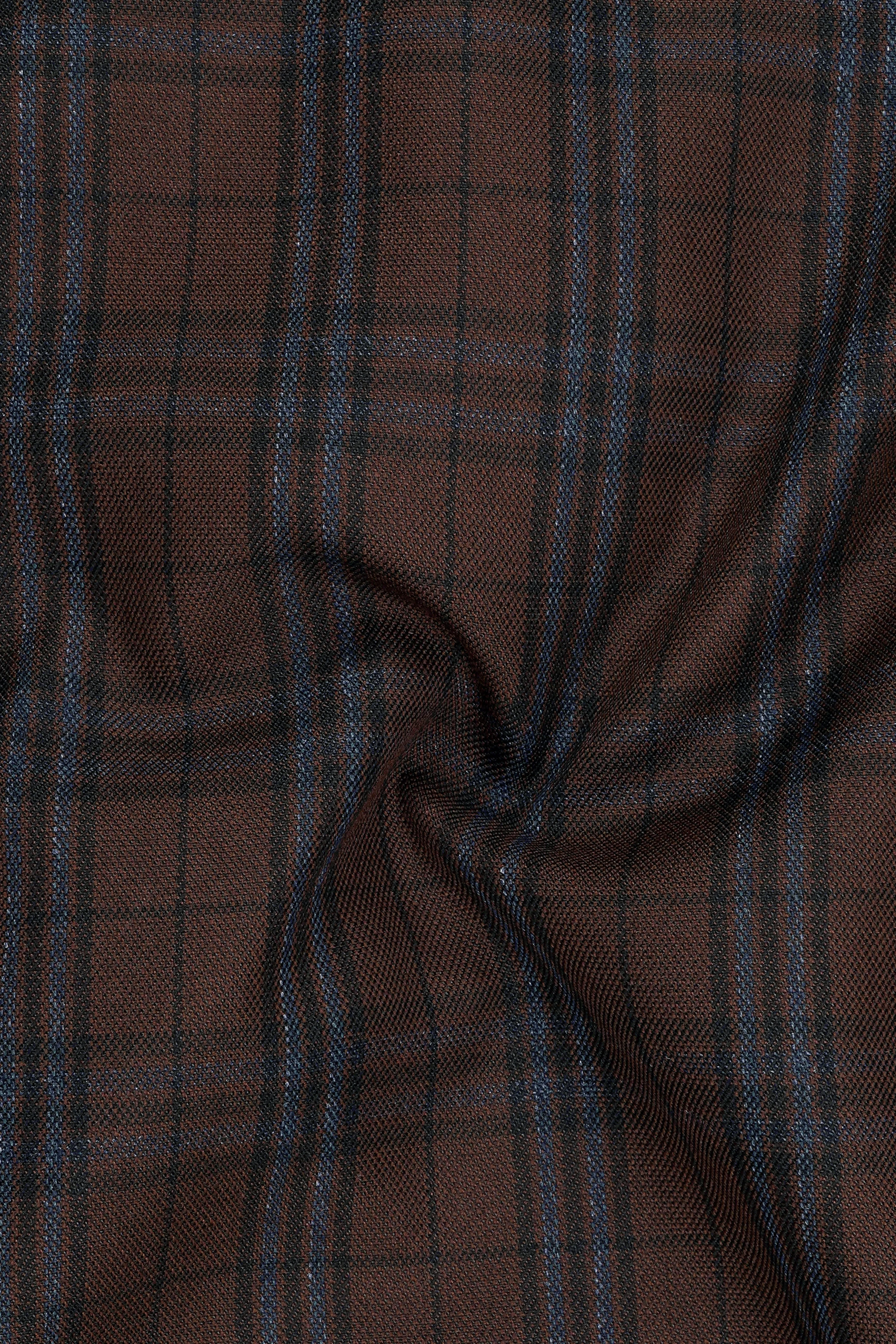 Cedar-Gingerbread Brown Plaid Wool Rich Single Breasted Suit sold by French Crown product image thumbnail 3