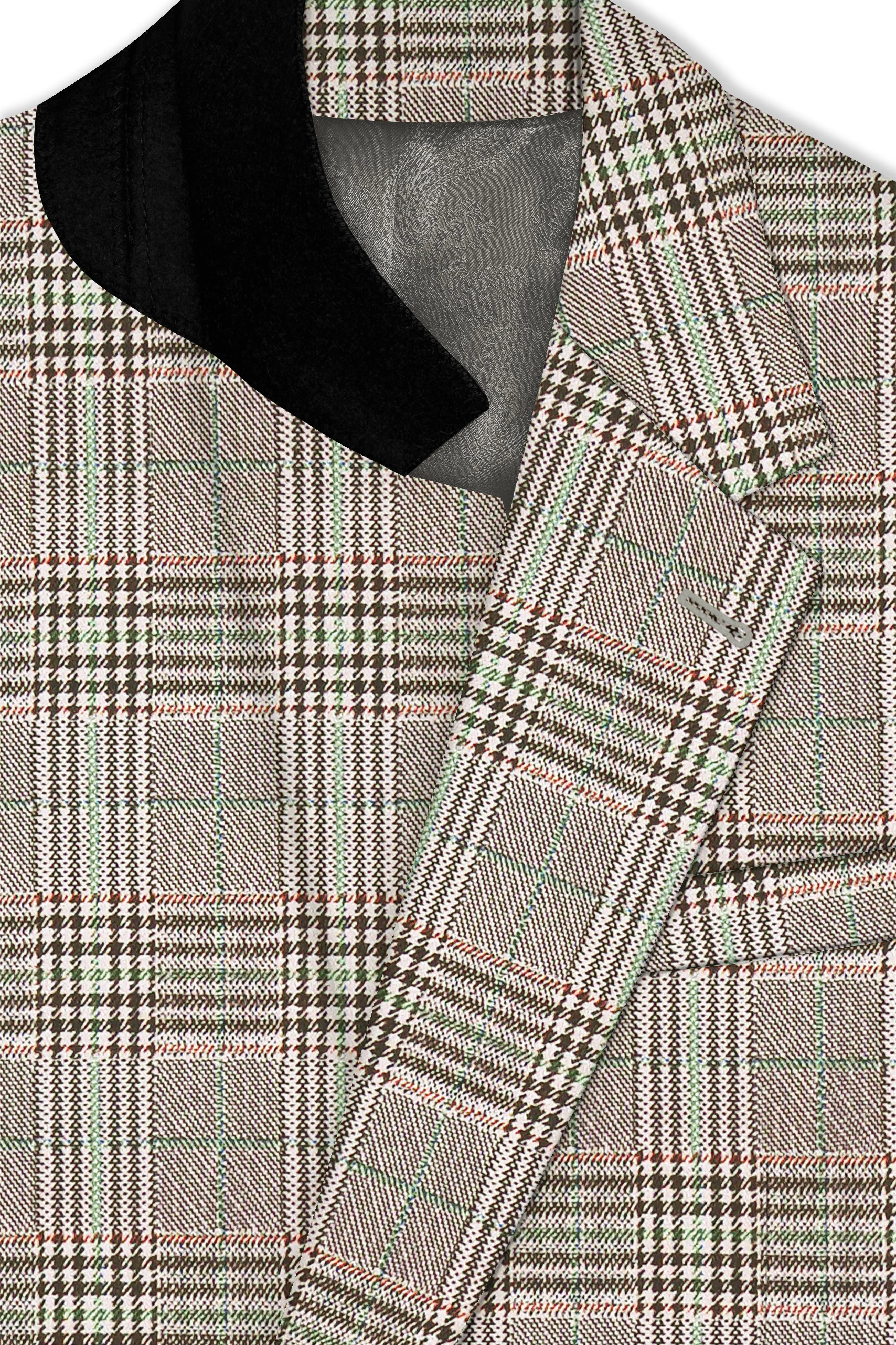 Truffle-Cafe Noir Brown Plaid Wool Rich Single Breasted Suit sold by French Crown product image thumbnail 5