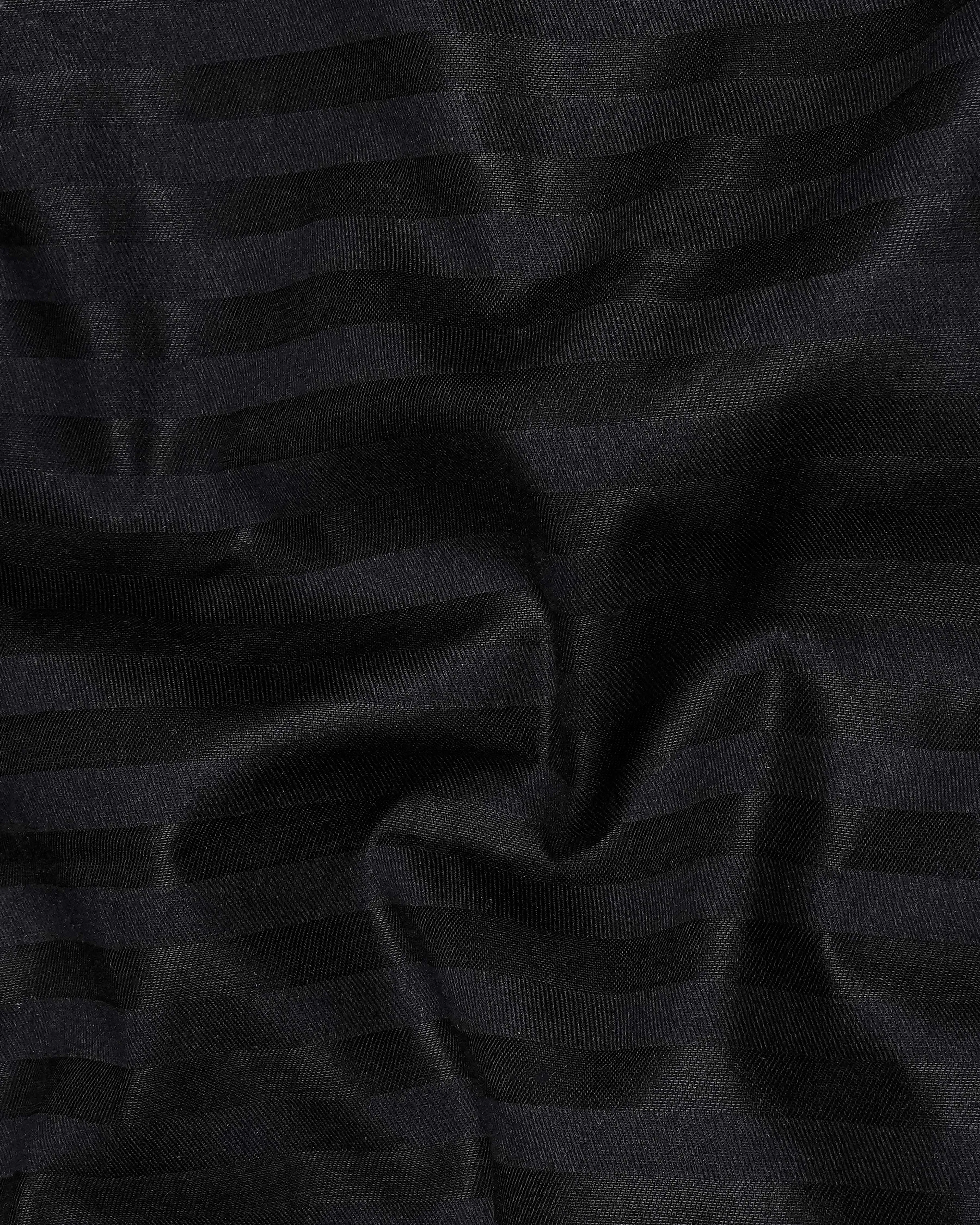 Jade Black Subtle Striped Dobby Textured Premium Giza Cotton Shirt sold by French Crown product image thumbnail 2