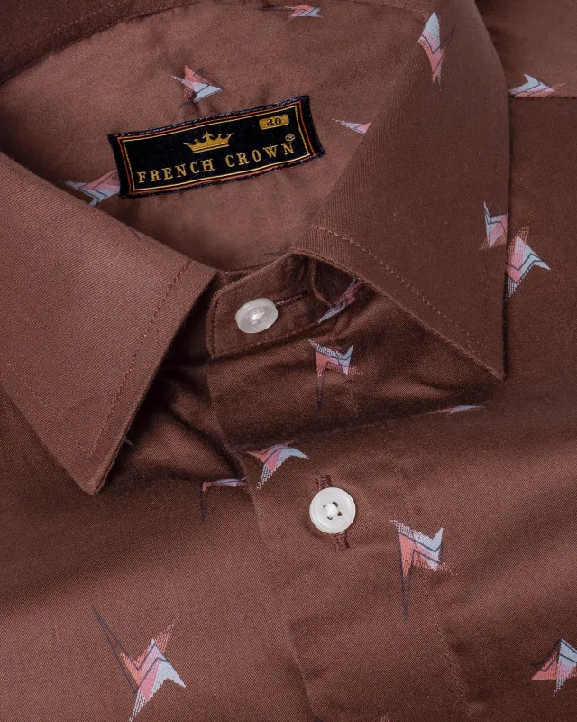 Ironstone Brown Printed Premium Satin Shirt sold by French Crown