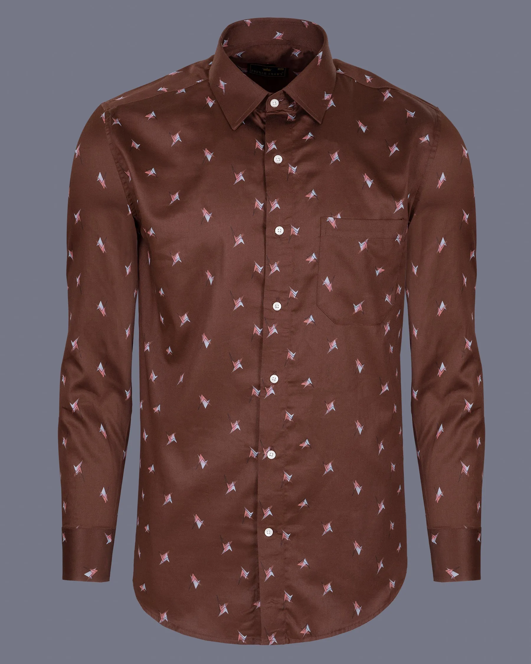 Ironstone Brown Printed Premium Satin Shirt sold by French Crown product image thumbnail 5