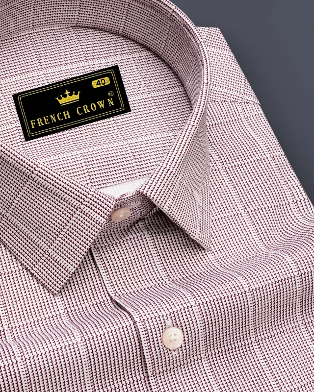 Crimson-Berry Maroon Plaid Subtle Sheen Super Soft Premium Cotton Dress Shirt made by French Crown