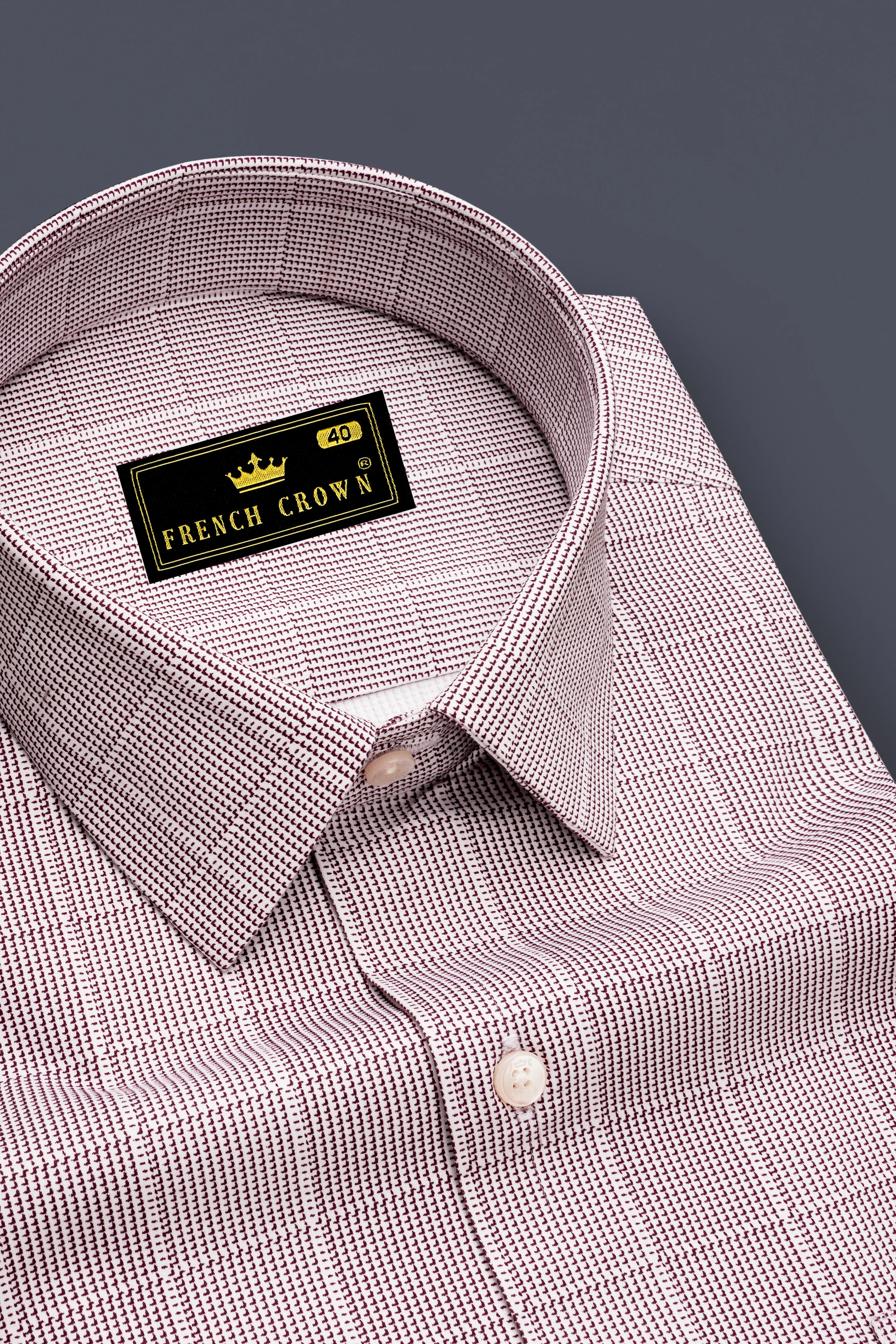 Crimson-Berry Maroon Plaid Subtle Sheen Super Soft Premium Cotton Dress Shirt sold by French Crown product image thumbnail 2