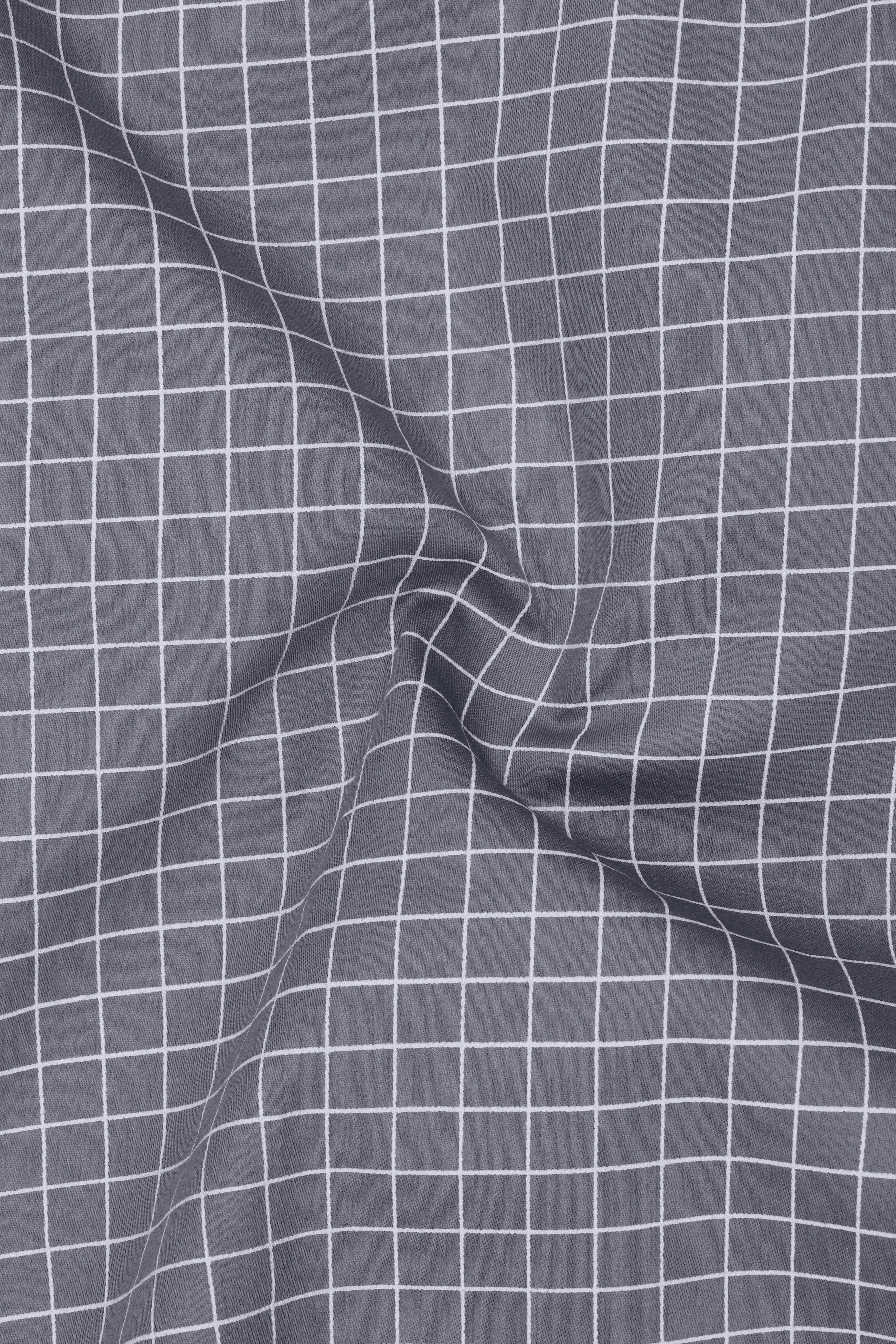 Sterling-Mobster Gray And Bright White Plaid Subtle Sheen Super Soft Premium Cotton Dress White Cuff Collar Shirt sold by French Crown product image thumbnail 3