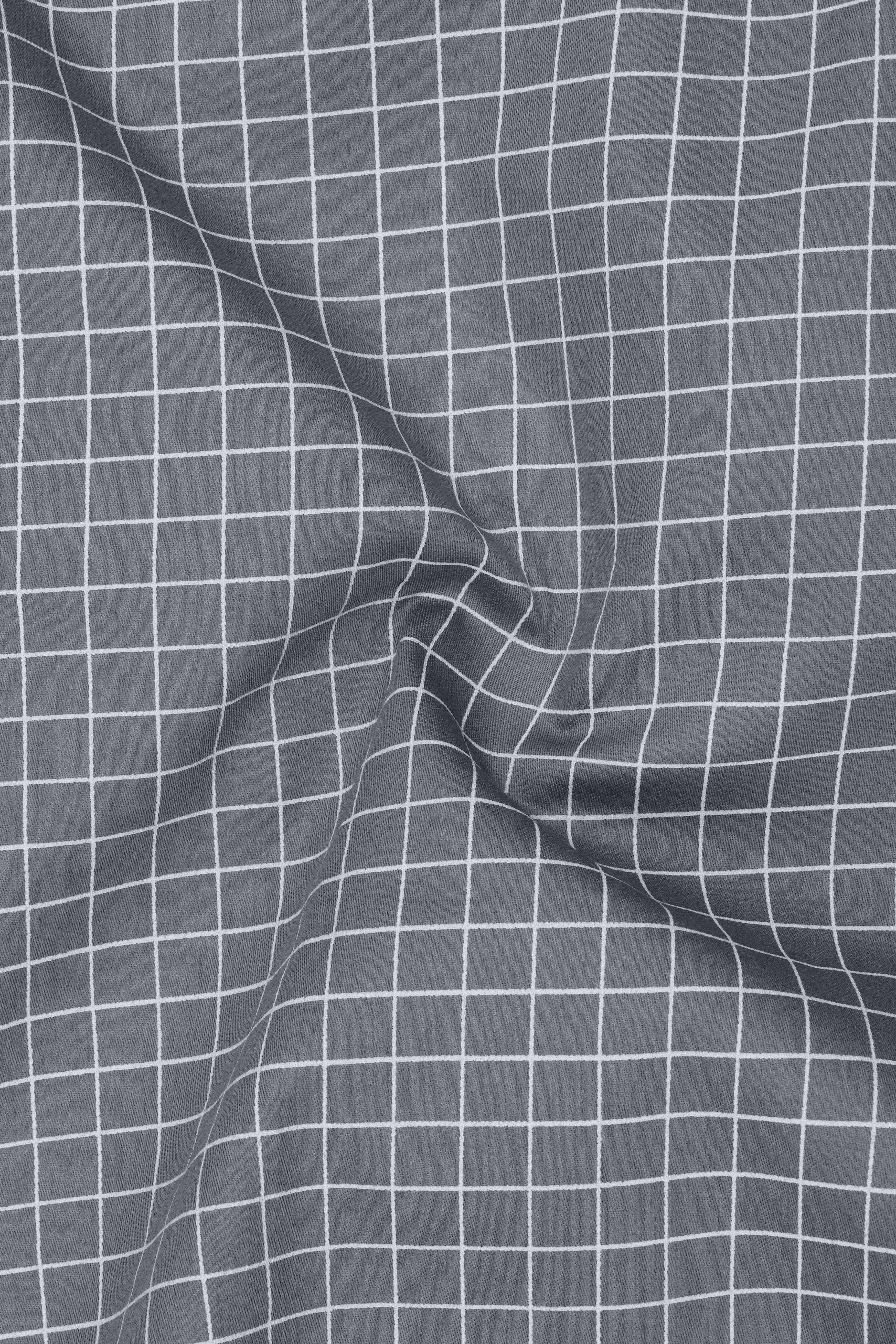 Sterling-Mobster Gray And Bright White Plaid Subtle Sheen Super Soft Premium Cotton Dress Shirt sold by French Crown product image thumbnail 3