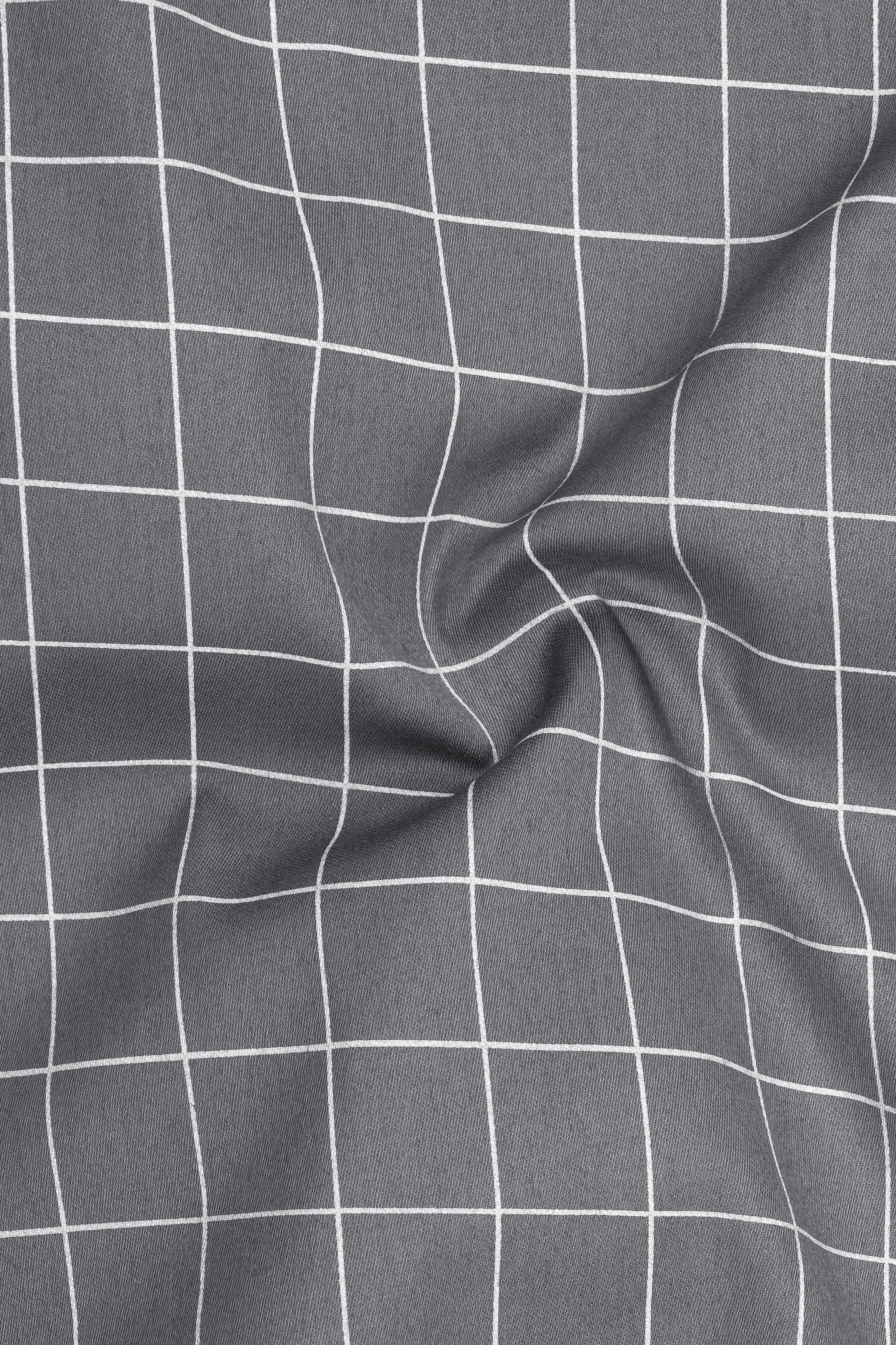 Argent-Shuttle Gray And Bright White Windowpane Subtle Sheen Super Soft Premium Cotton Dress Shirt sold by French Crown product image thumbnail 3