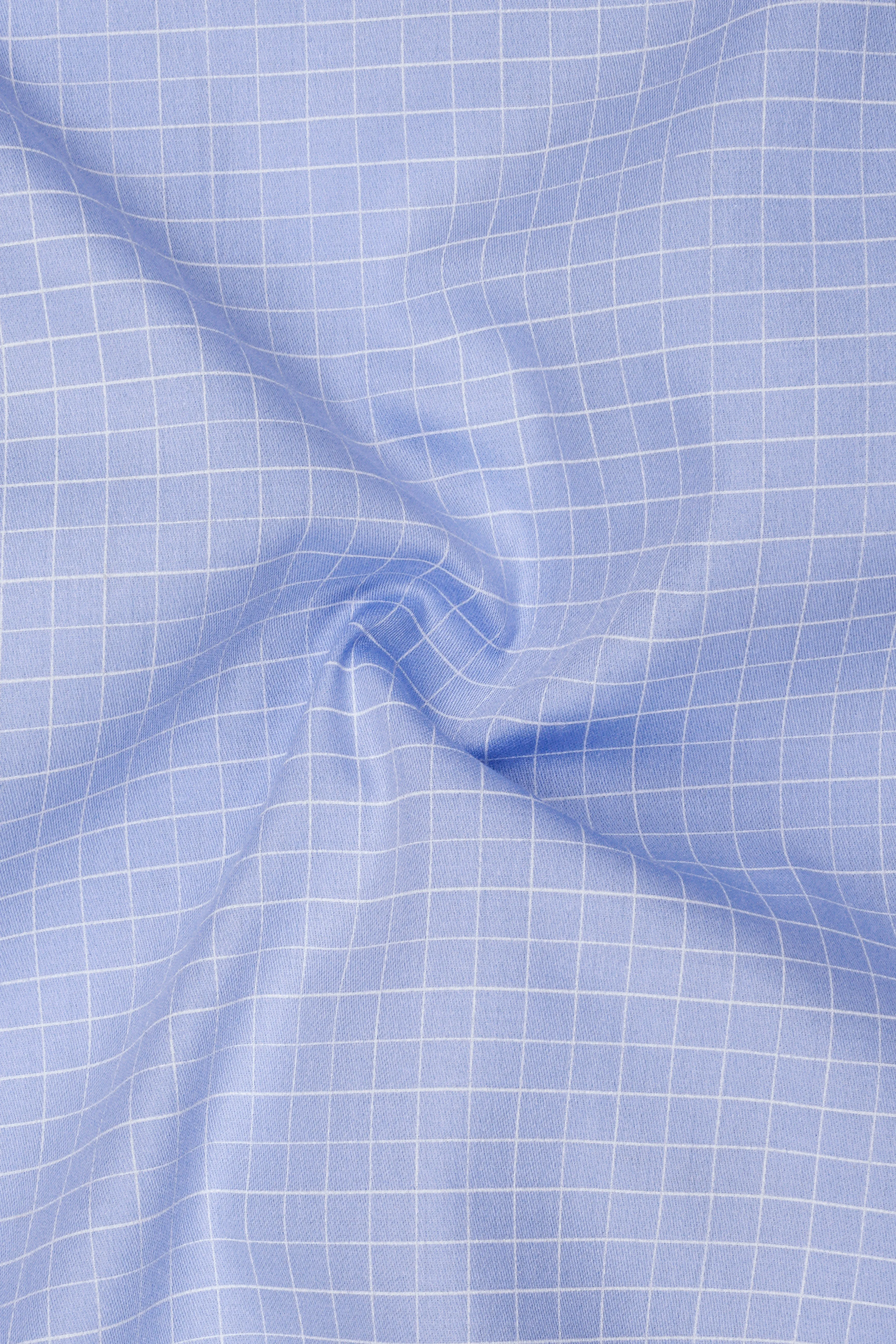 Mariner-Perano Blue And Bright White Plaid Subtle Sheen Super Soft Premium Cotton Dress Shirt sold by French Crown product image thumbnail 3