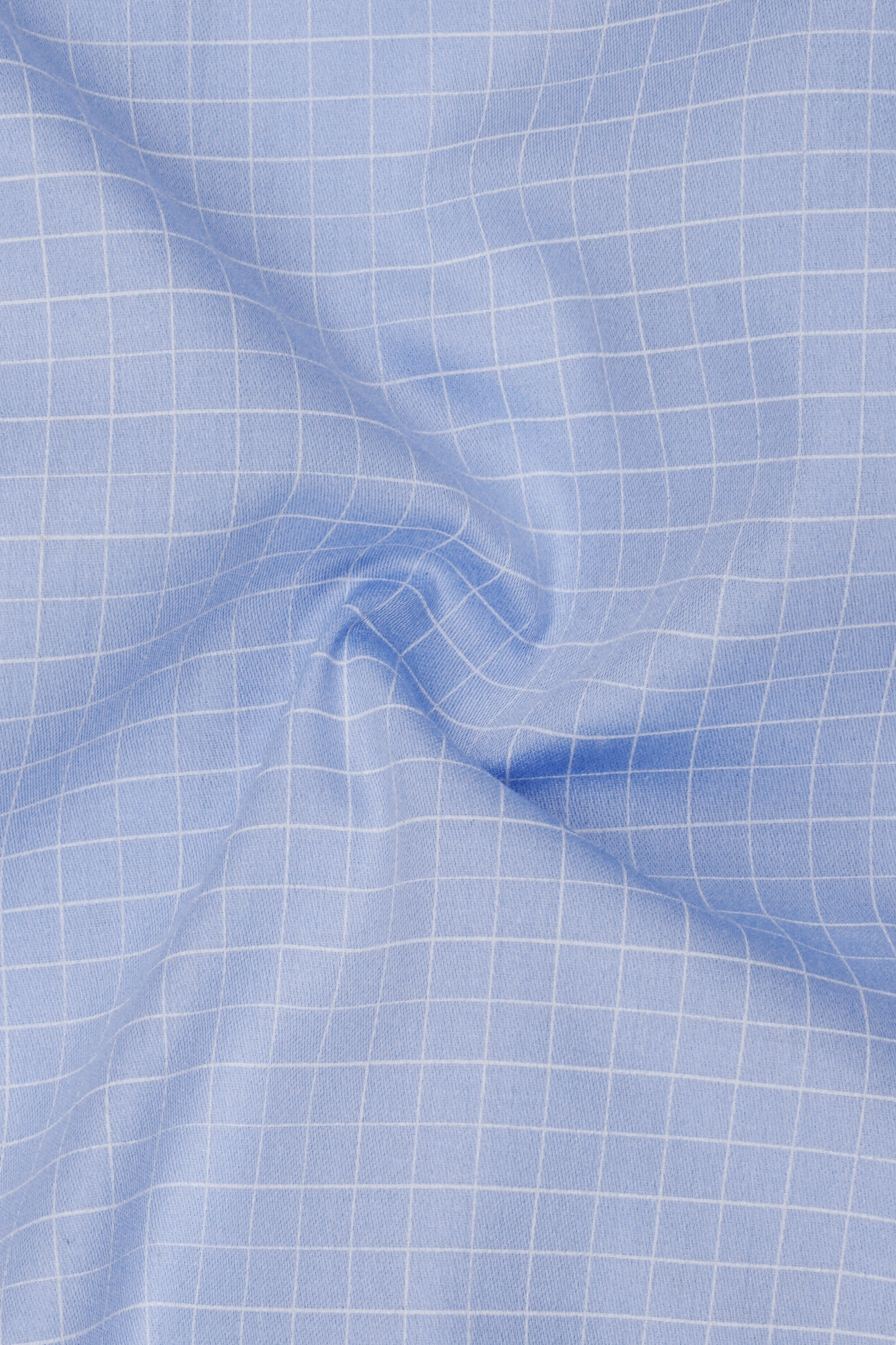 Mariner-Perano Blue And Bright White Plaid Subtle Sheen Super Soft Premium Cotton Dress White Cuff Collar Shirt sold by French Crown product image thumbnail 3