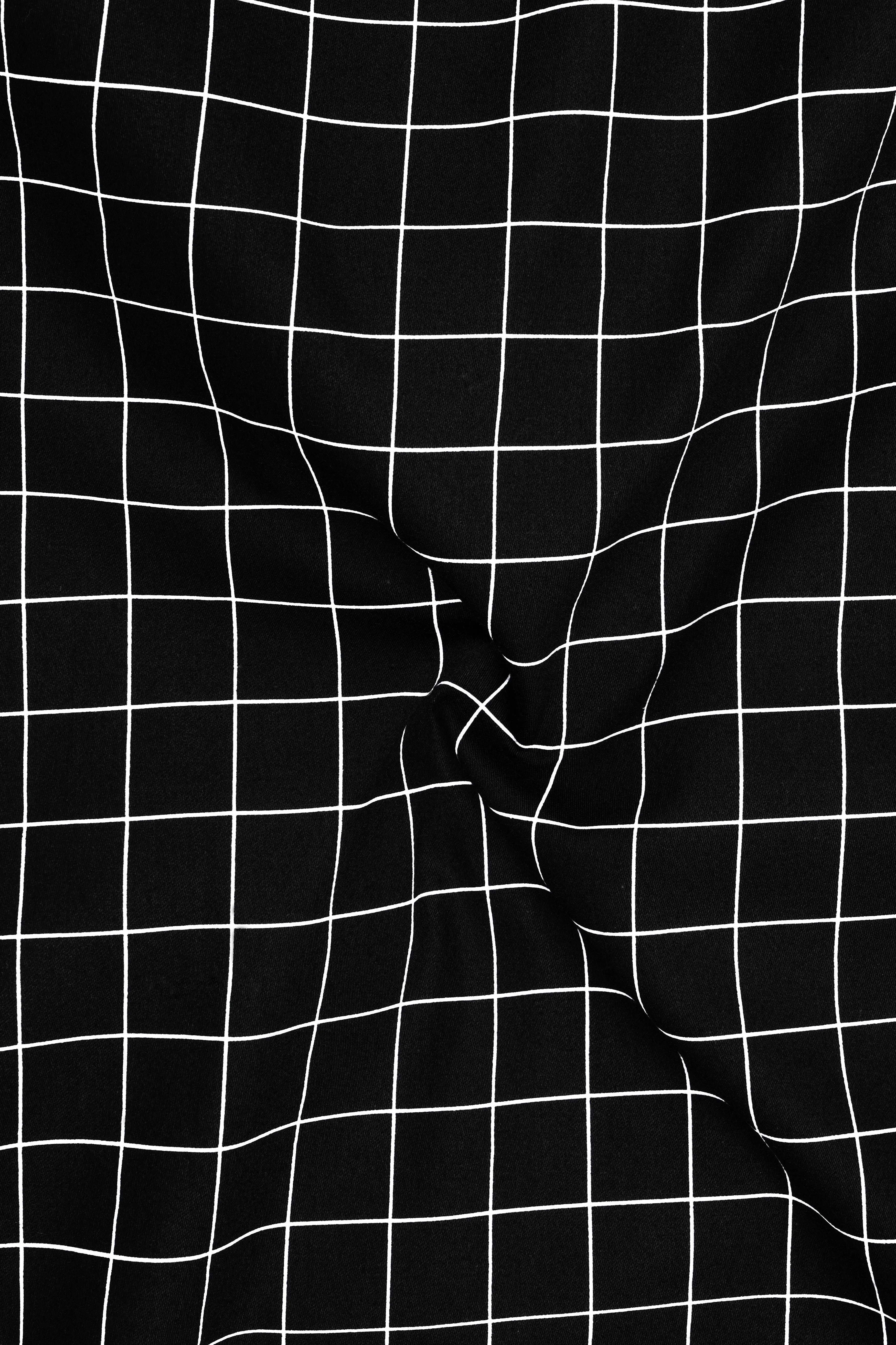 Obsidian-Jade Black And Bright White Windowpane Subtle Sheen Super Soft Premium Cotton Dress White Cuff Collar Shirt sold by French Crown product image thumbnail 3