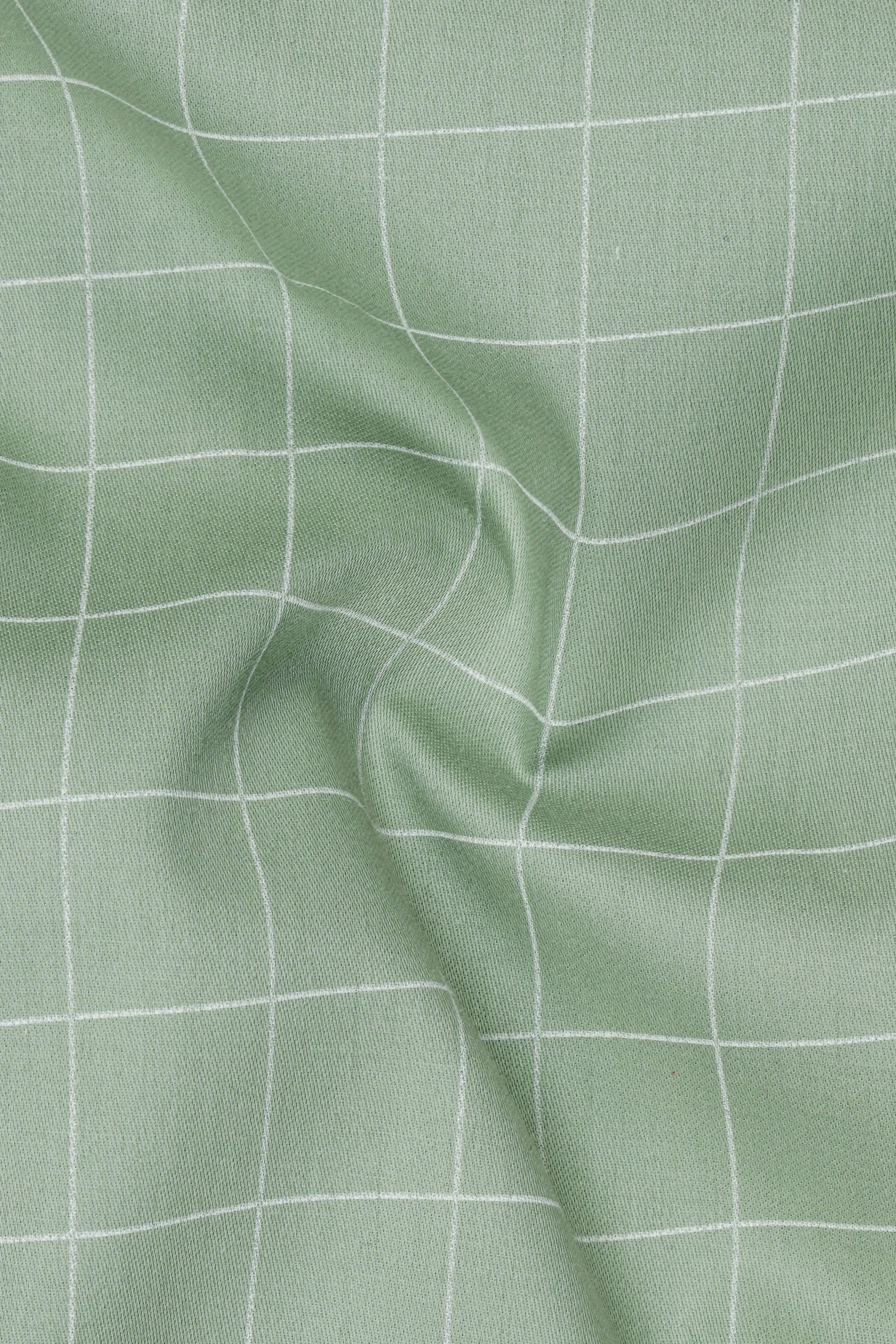 Verdant-Chalice Green And Bright White Windowpane Subtle Sheen Soft Premium Cotton Dress Shirt sold by French Crown product image thumbnail 3