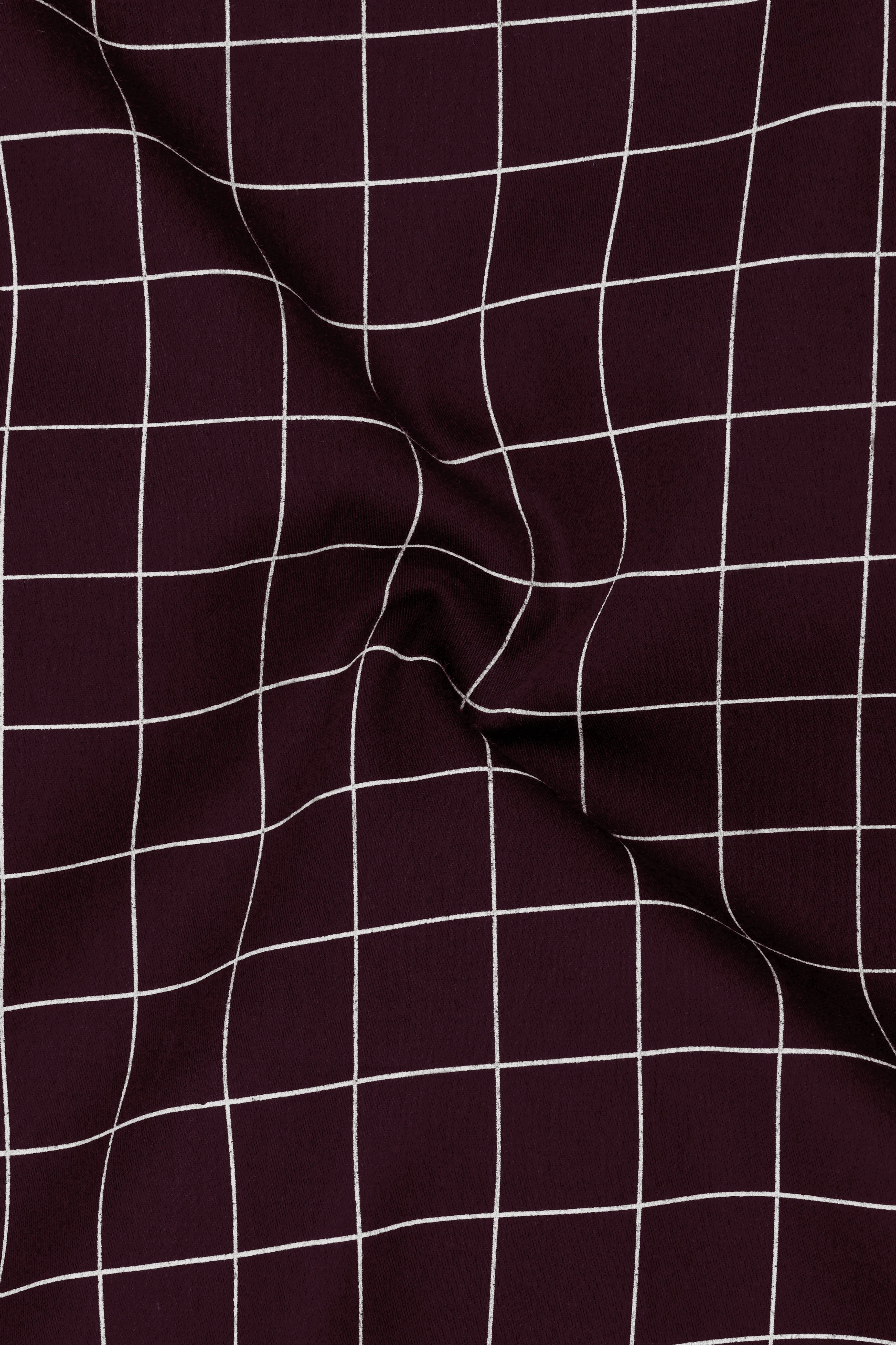 Garnet-Tamarind Maroon And Bright White Windowpane Subtle Sheen Super Soft Premium Cotton Dress White Cuff Collar Shirt sold by French Crown product image thumbnail 3