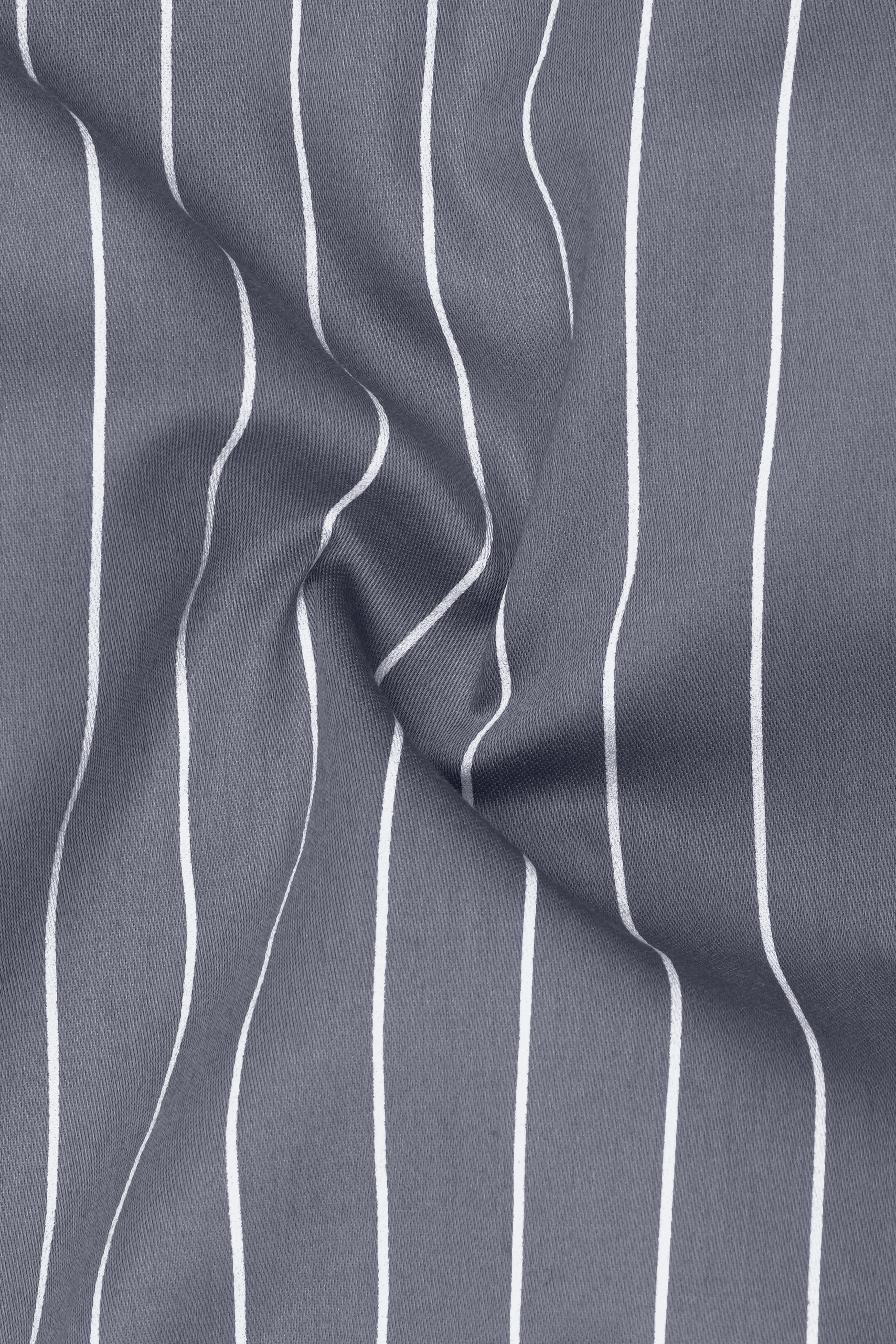 Chrome-Storm Gray And Bright White Pin Striped Subtle Sheen Super Soft Premium Cotton Dress Shirt sold by French Crown product image thumbnail 3