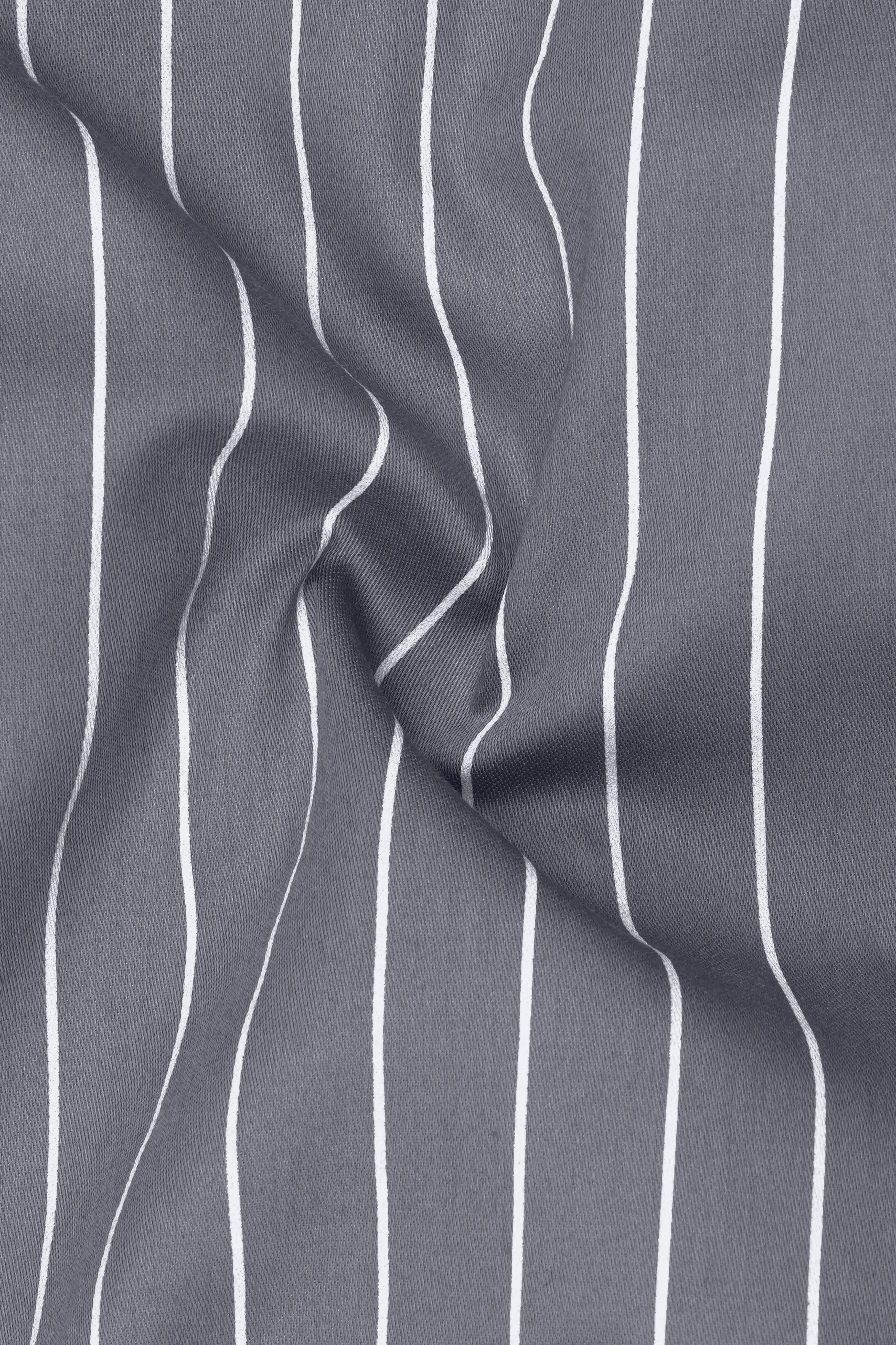 Chrome-Storm Gray And Bright White Pin Striped Super Soft Premium Cotton Dress White Cuff Collar Shirt sold by French Crown product image thumbnail 3