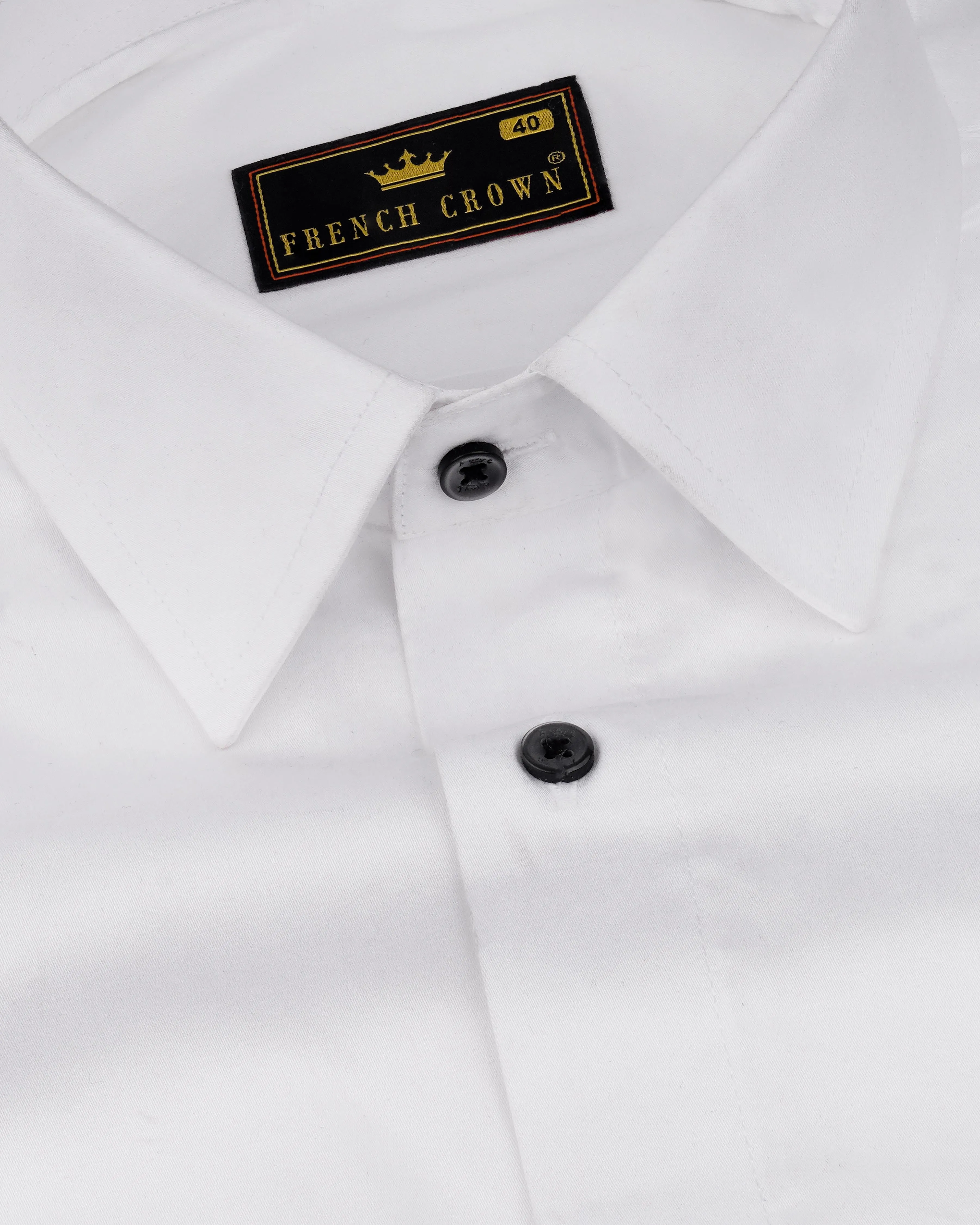 Bright White Subtle Sheen Floral Embroidered Super Soft Premium Cotton Shirt sold by French Crown product image thumbnail 5
