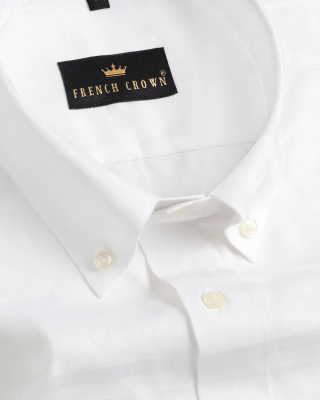 Bright White Subtle Dobby Stripe Patterned Giza Cotton shirt made by French Crown