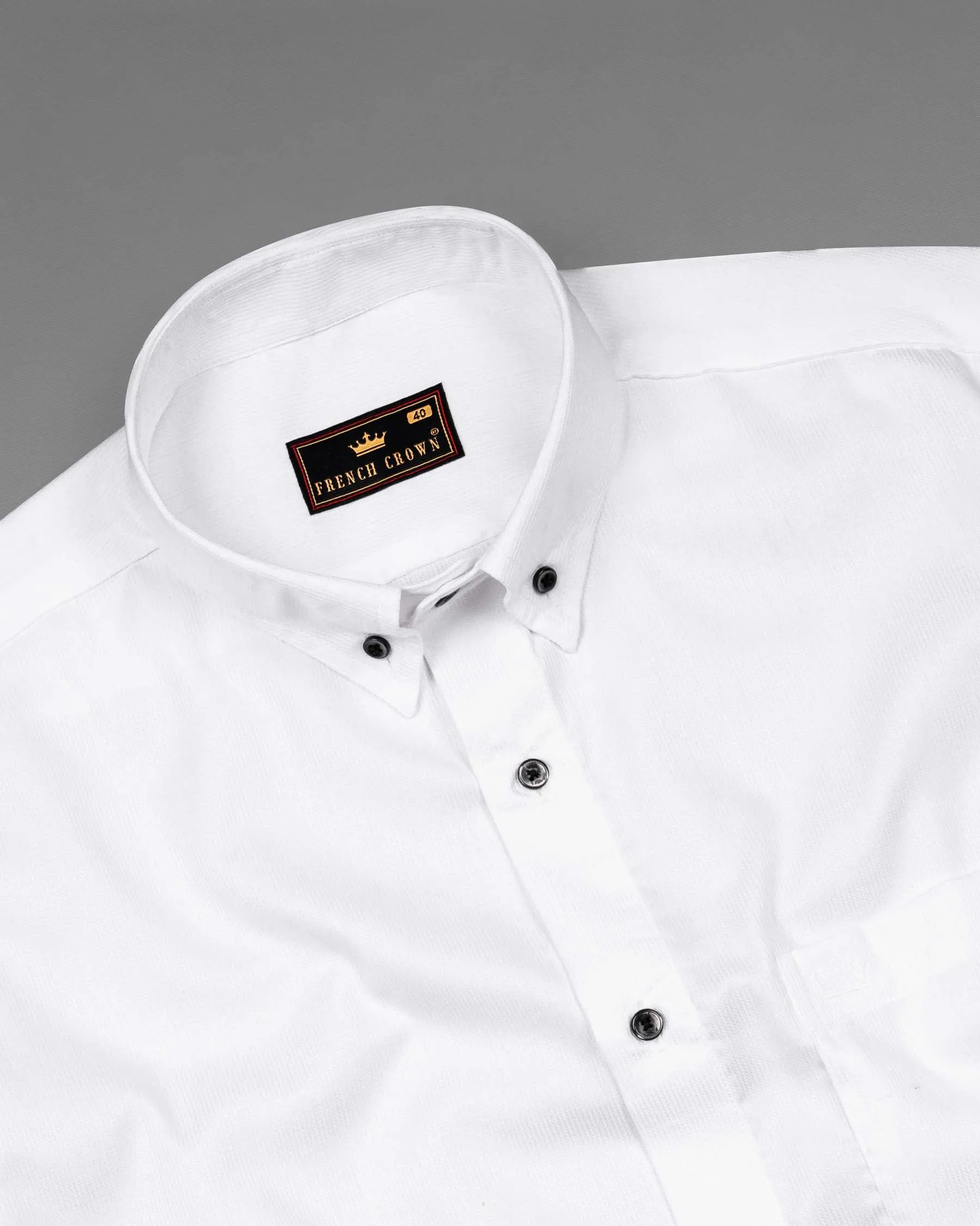 Snow White Luxurious Pinstriped Premium Cotton Shirt sold by French Crown product image thumbnail 4