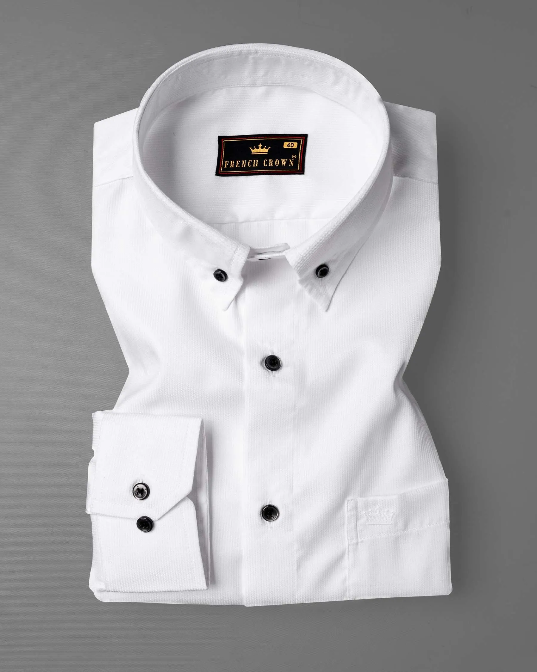 Snow White Luxurious Pinstriped Premium Cotton Shirt sold by French Crown product image thumbnail 3