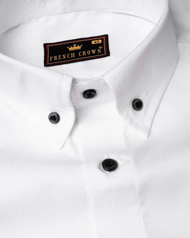 Snow White Luxurious Pinstriped Premium Cotton Shirt made by French Crown