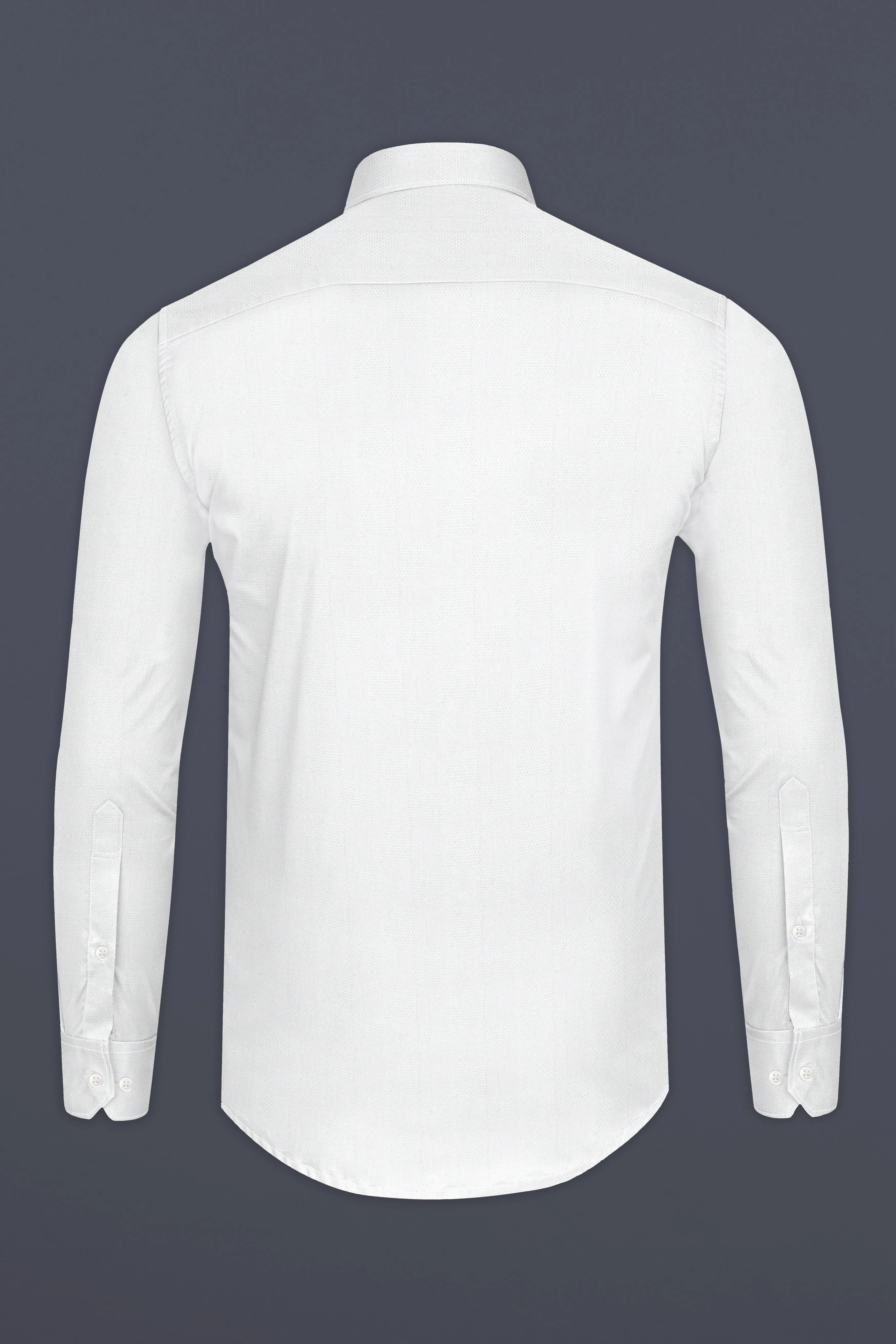 Milky White Dobby Textured Premium Giza Cotton Shirt sold by French Crown product image thumbnail 5