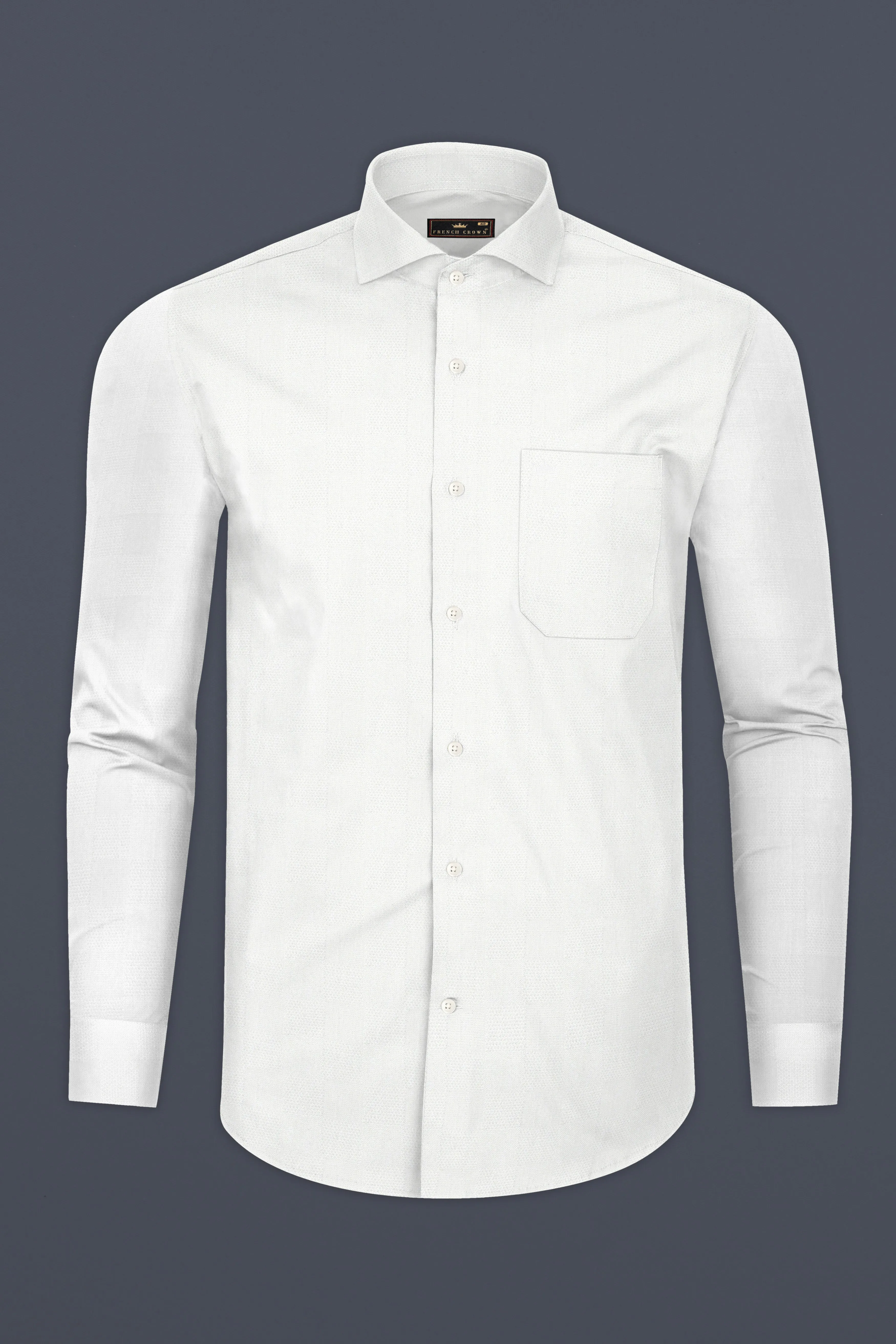 Milky White Dobby Textured Premium Giza Cotton Shirt sold by French Crown product image thumbnail 4