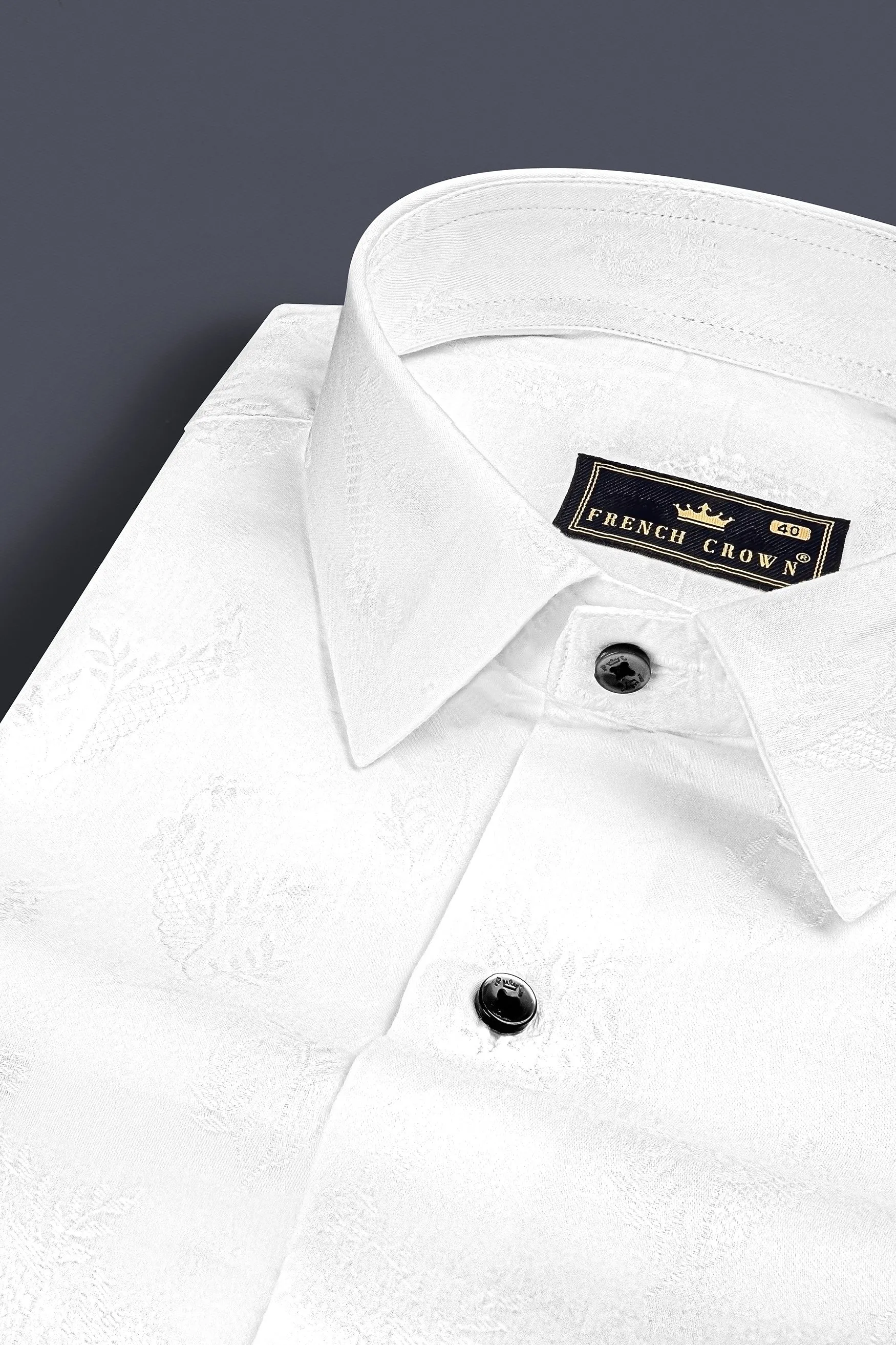Snow White Jacquard Premium Giza Cotton Shirt sold by French Crown product image thumbnail 2