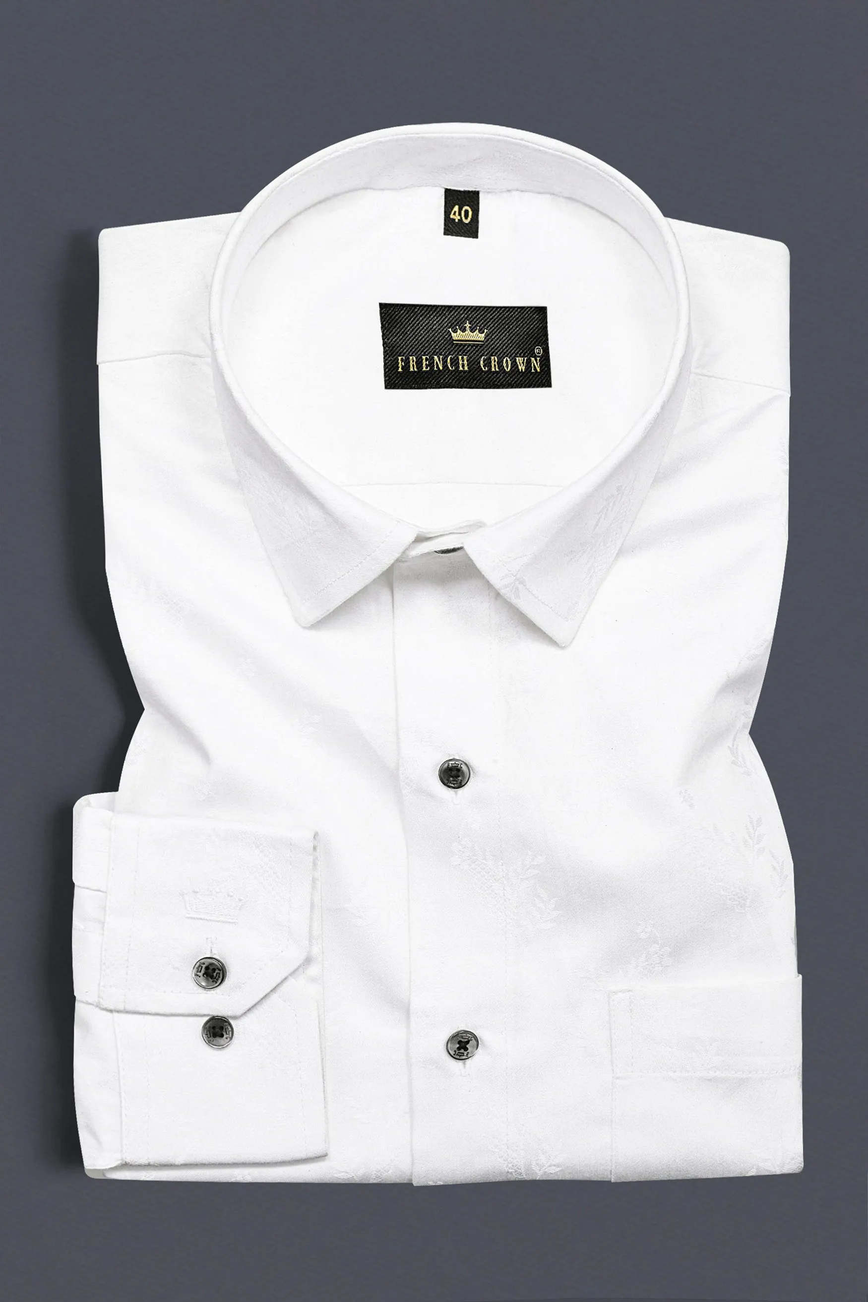 Snow White Jacquard Premium Giza Cotton Shirt sold by French Crown product image thumbnail 4