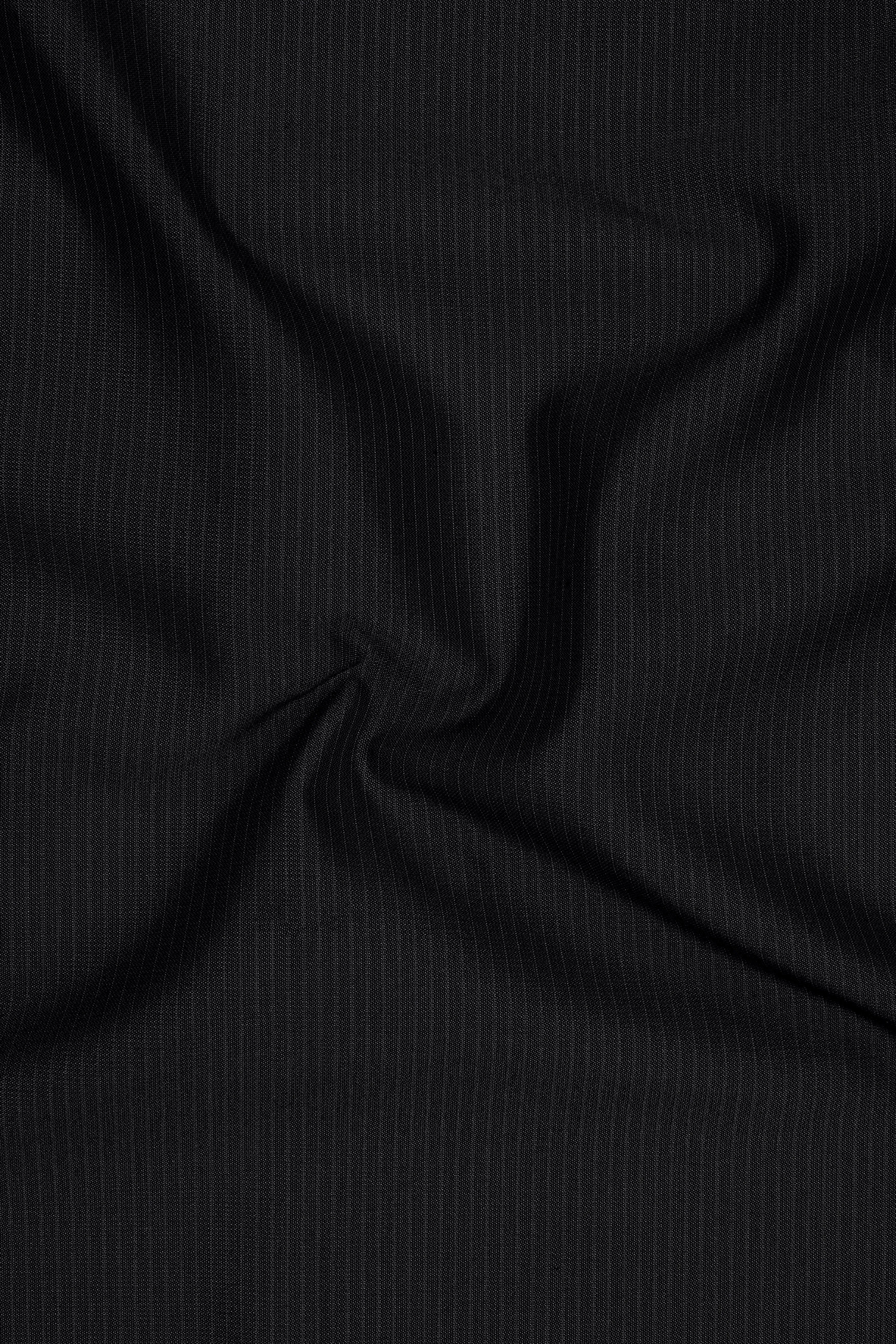 Noir-Jade Black Pencil Striped Wool Rich Slight Stretch Double Breasted Suit sold by French Crown product image thumbnail 3